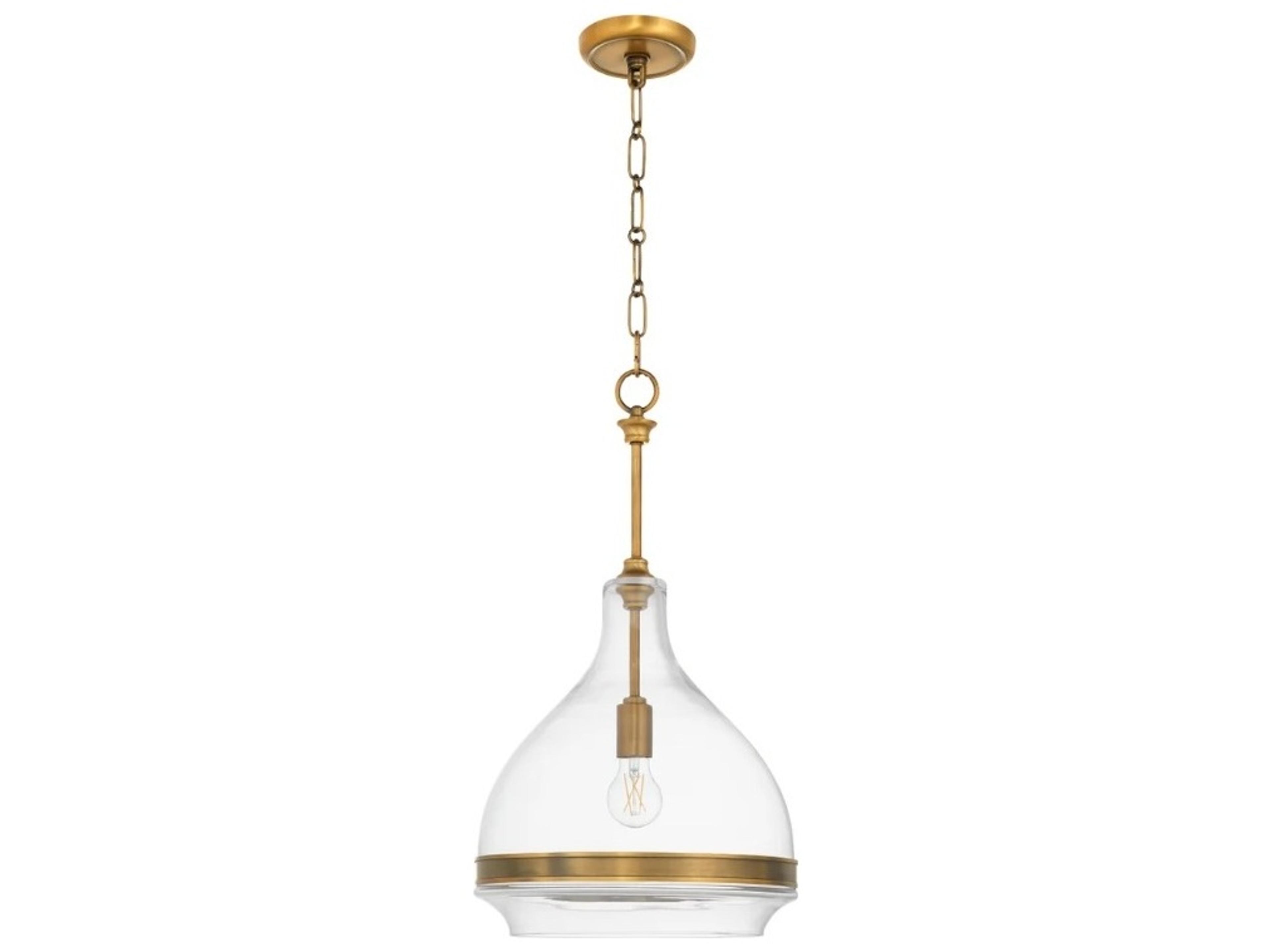 Quorum Tilbrook 1-Light Brushed Brass Dome Pendant