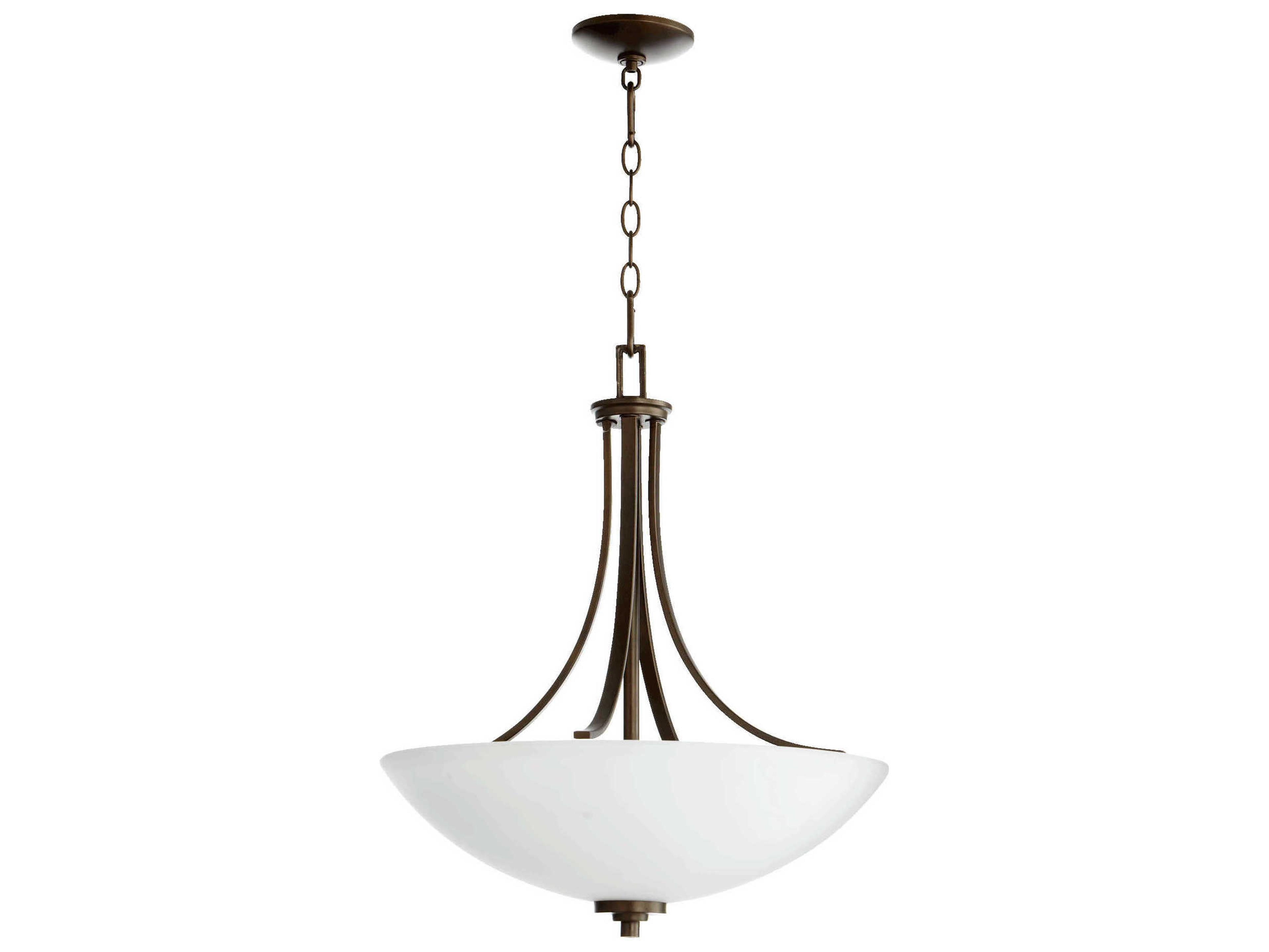 Quorum Reyes 4-Light Oiled Bronze Glass Bowl Pendant