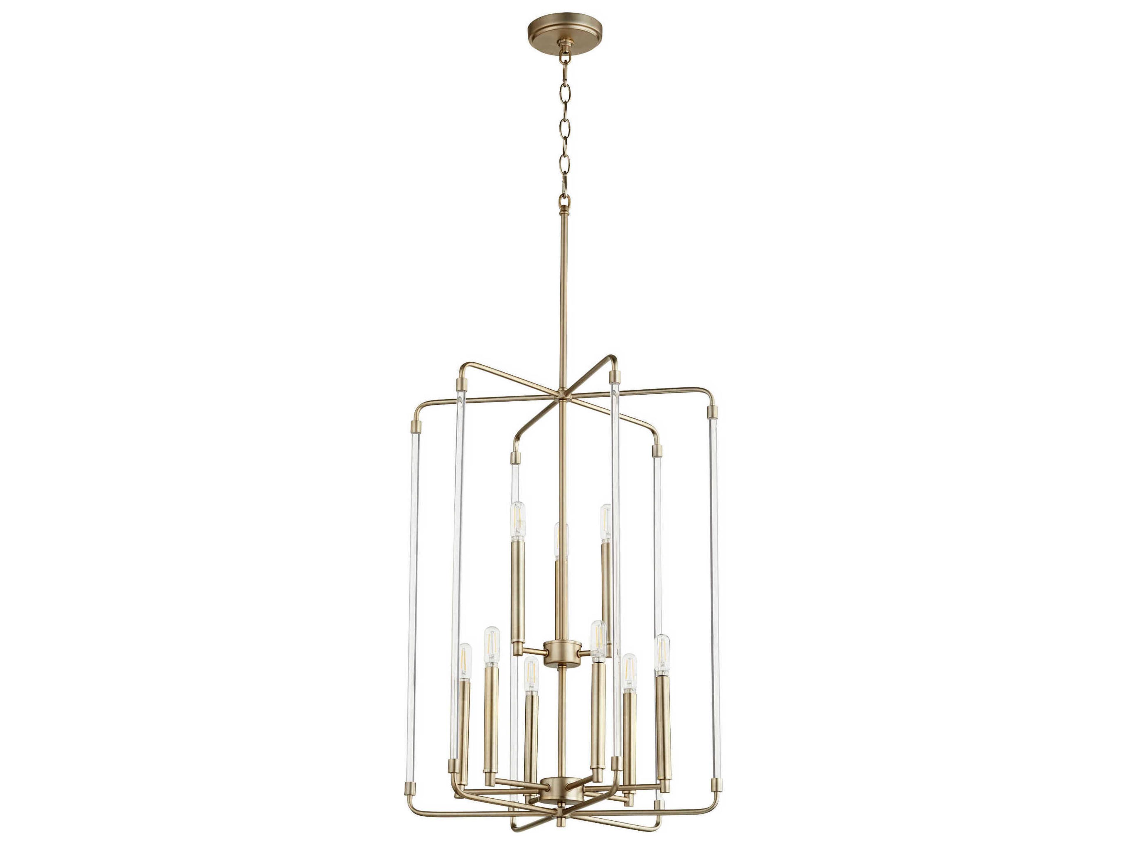 Quorum Optic 9-Light Aged Brass Candelabra Geometric Chandelier