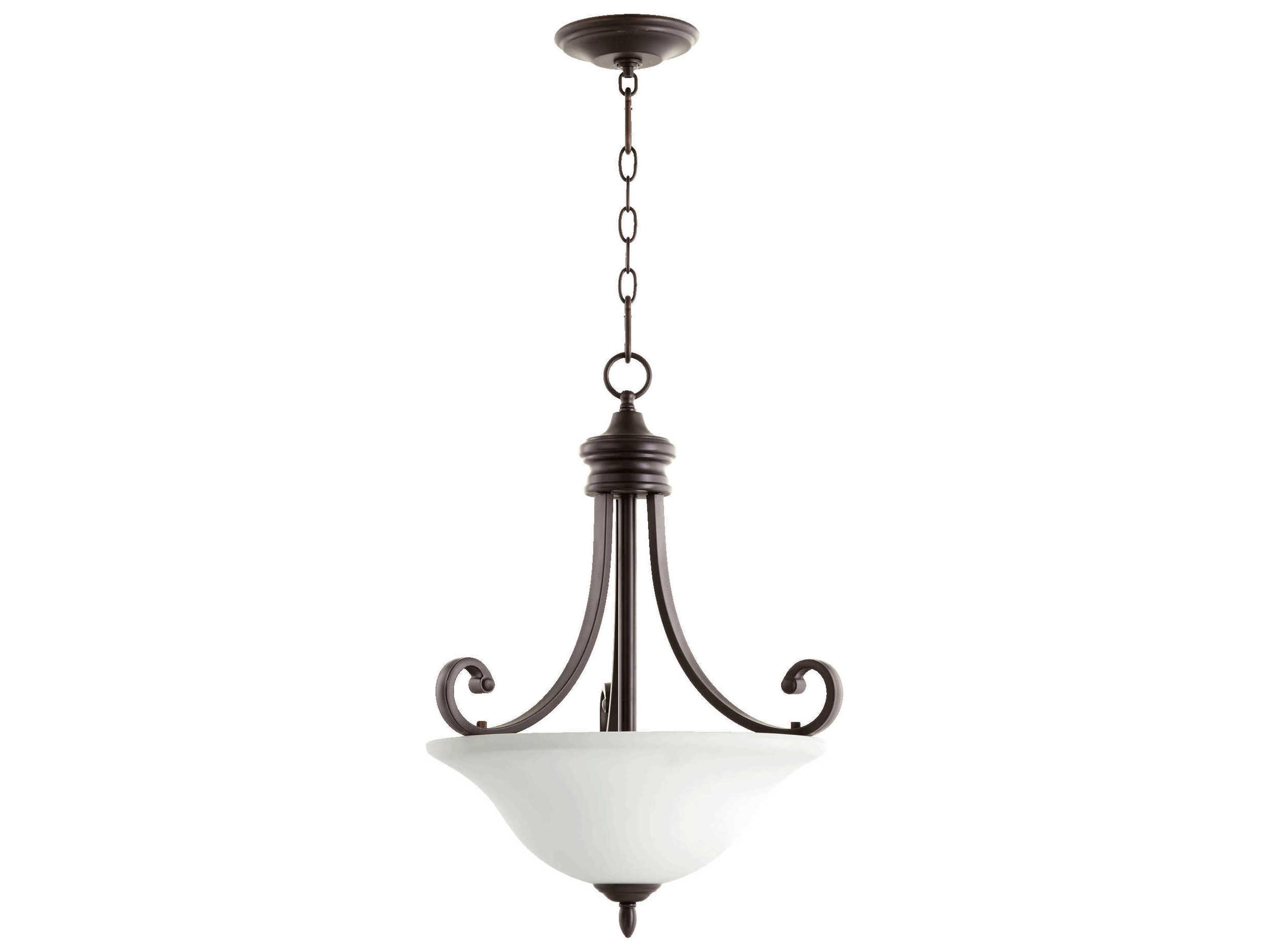 Quorum Bryant 3-Light Oiled Bronze With Satin Opal Bowl Pendant