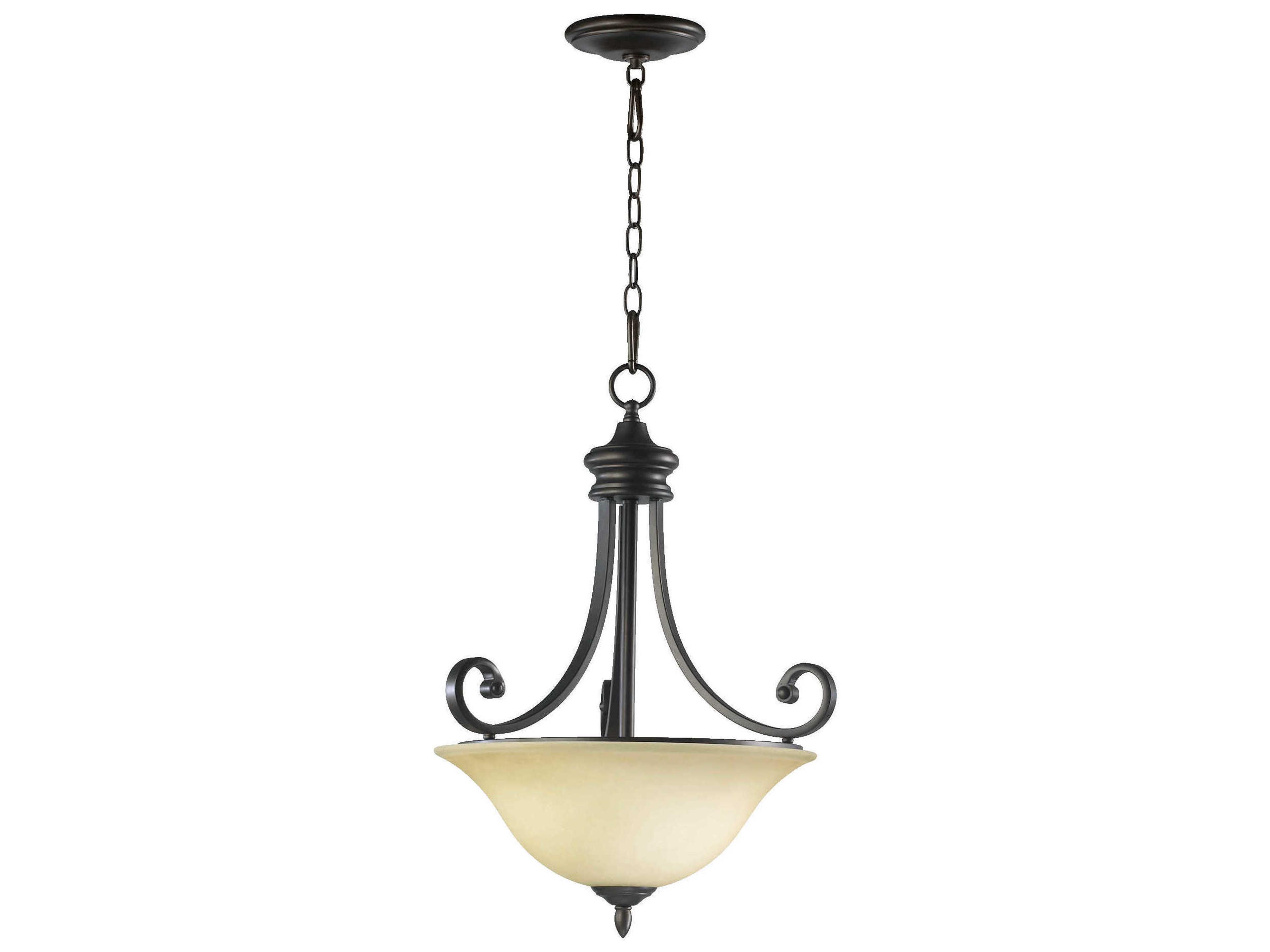 Quorum Bryant 3-Light Oiled Bronze Glass Bowl Pendant