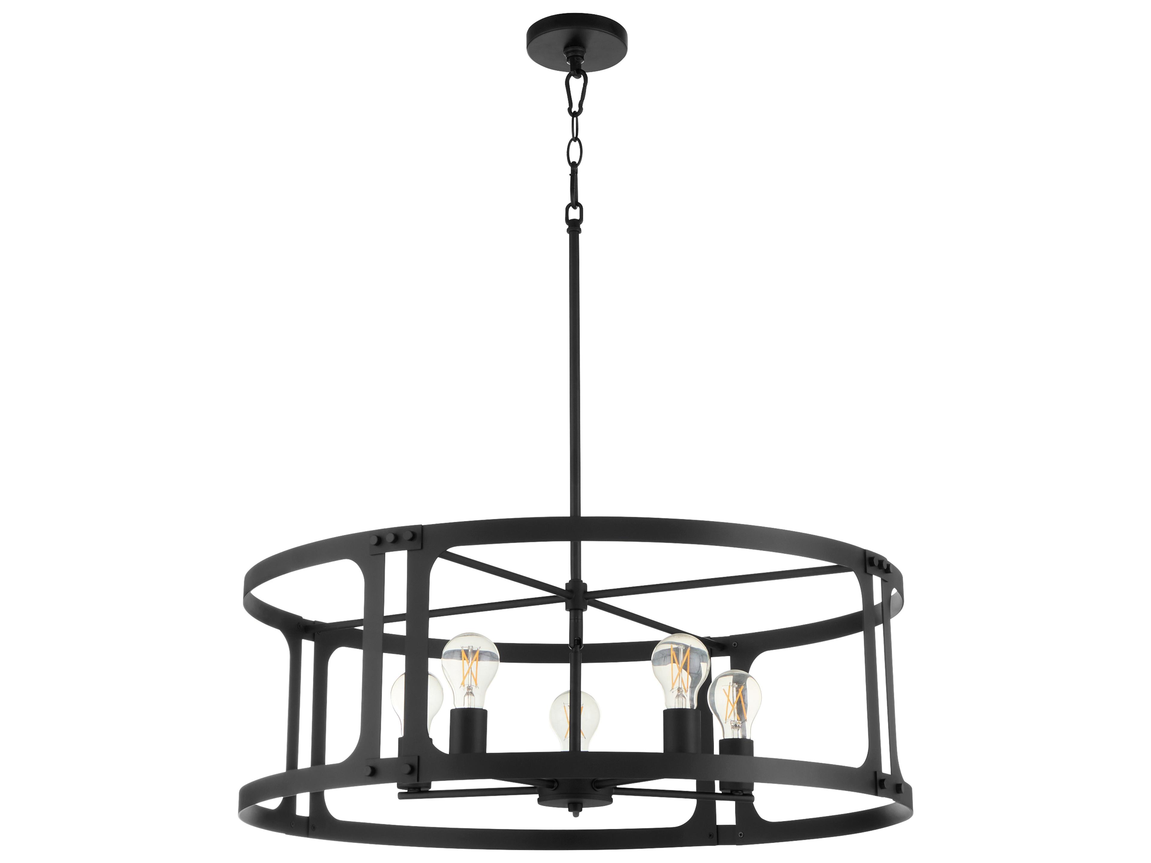 Quorum Colburn 5-Light Matte Black Drum Lantern Pendant