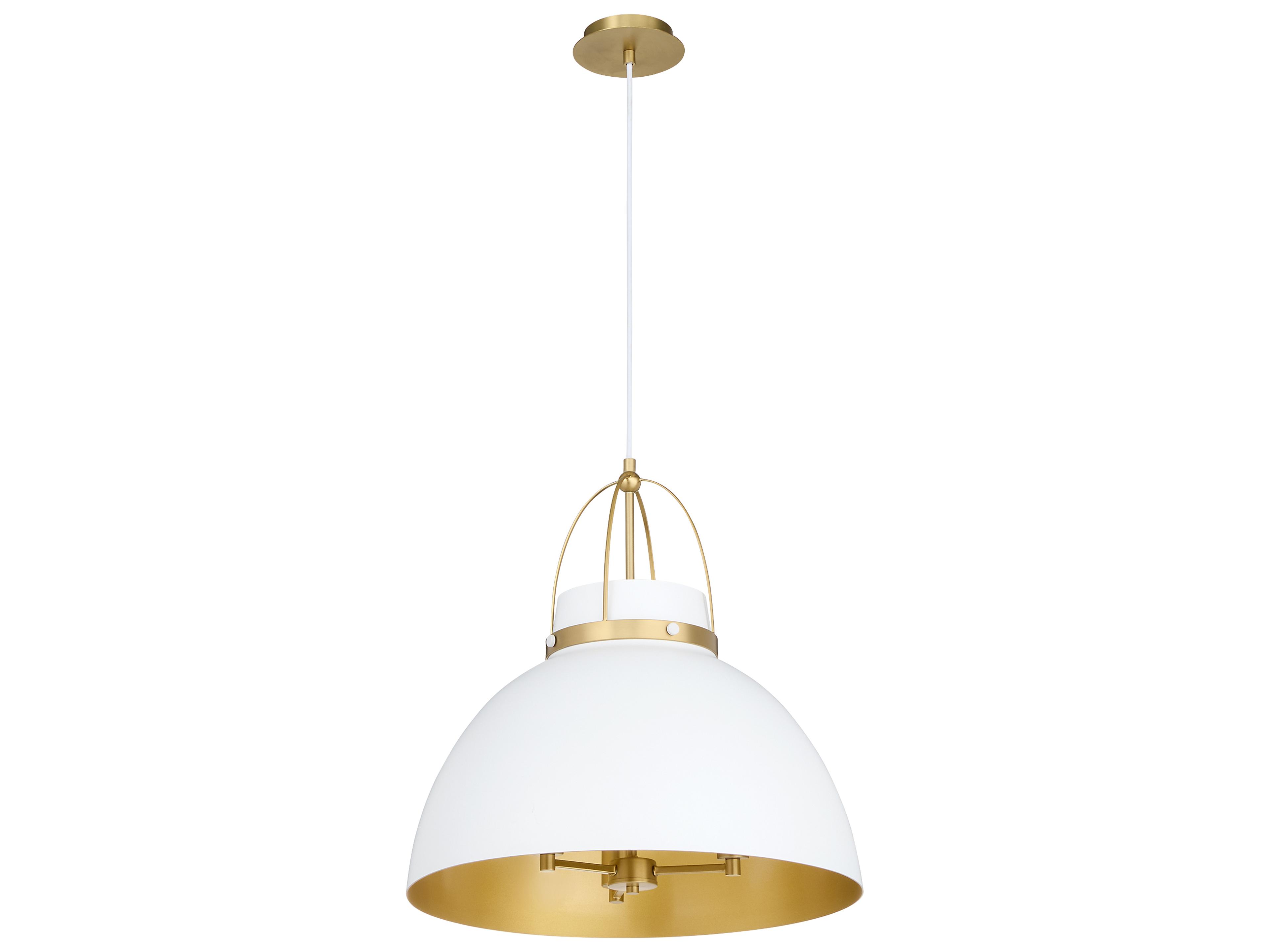 Quorum Pruitt 3-Light Studio White Aged Brass Dome Pendant