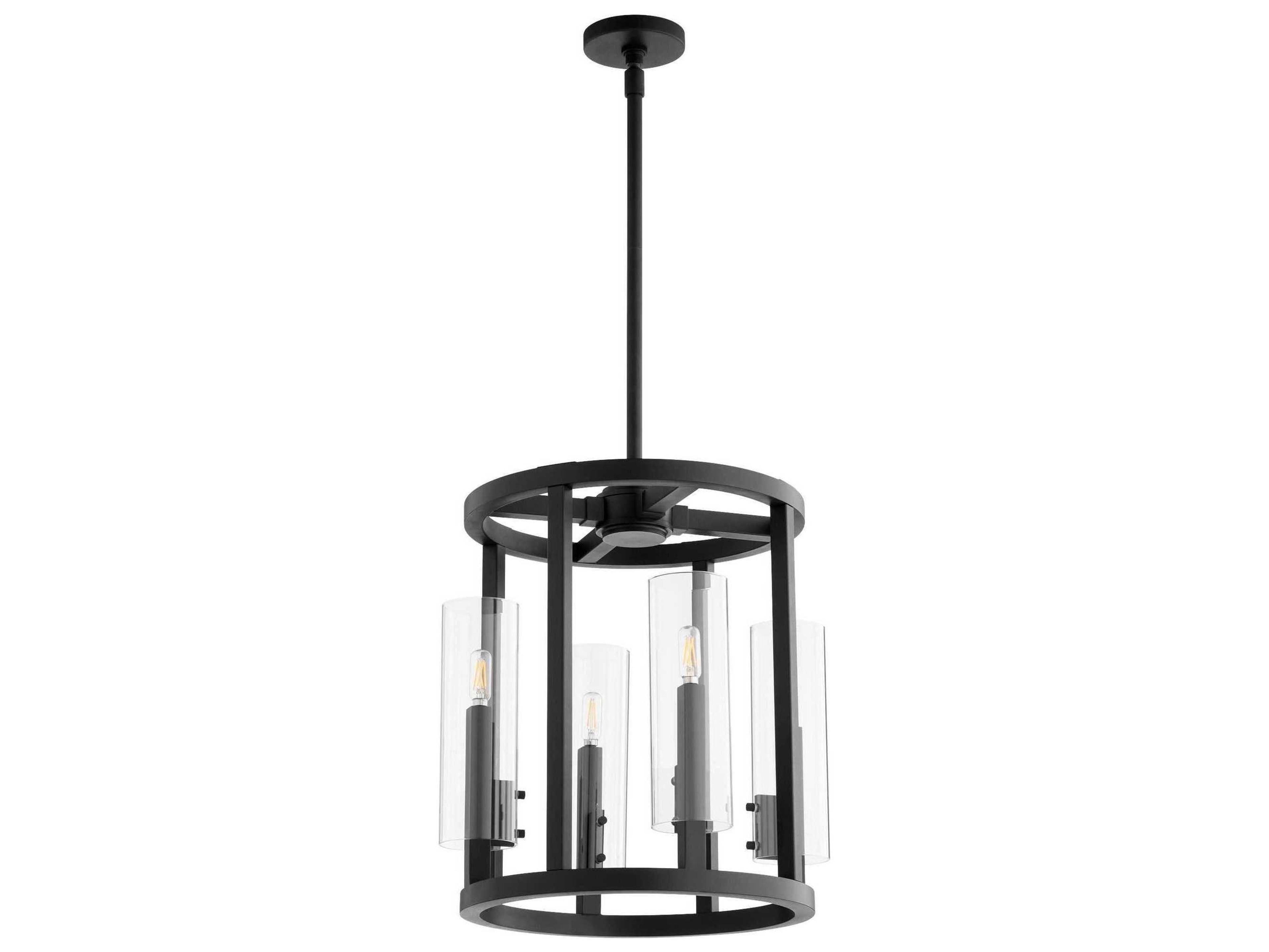Quorum Harbin 4-Light Textured Black Glass Cylinder Pendant