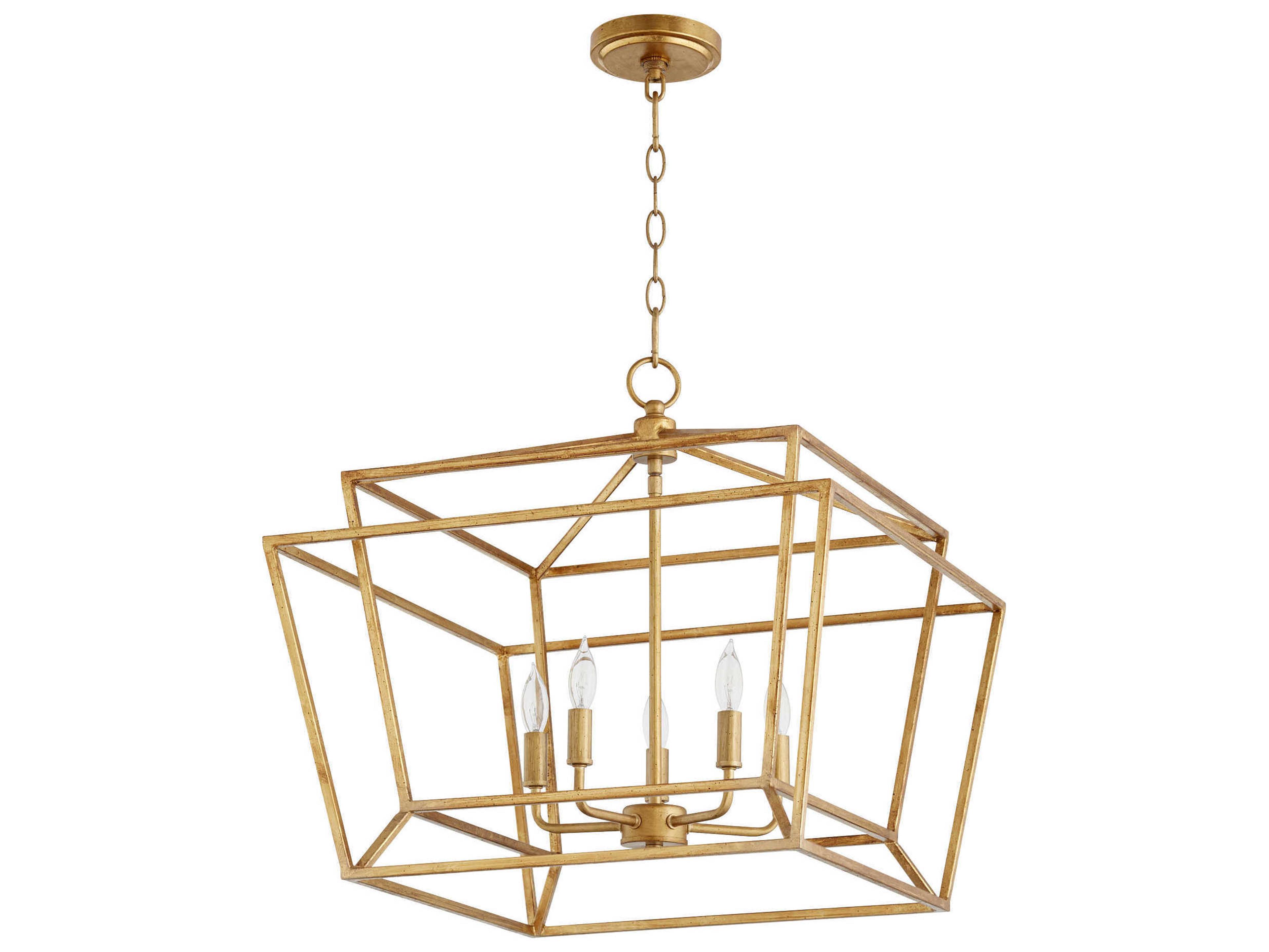 Quorum Monument 5-Light Gold Leaf Candelabra Geometric Chandelier