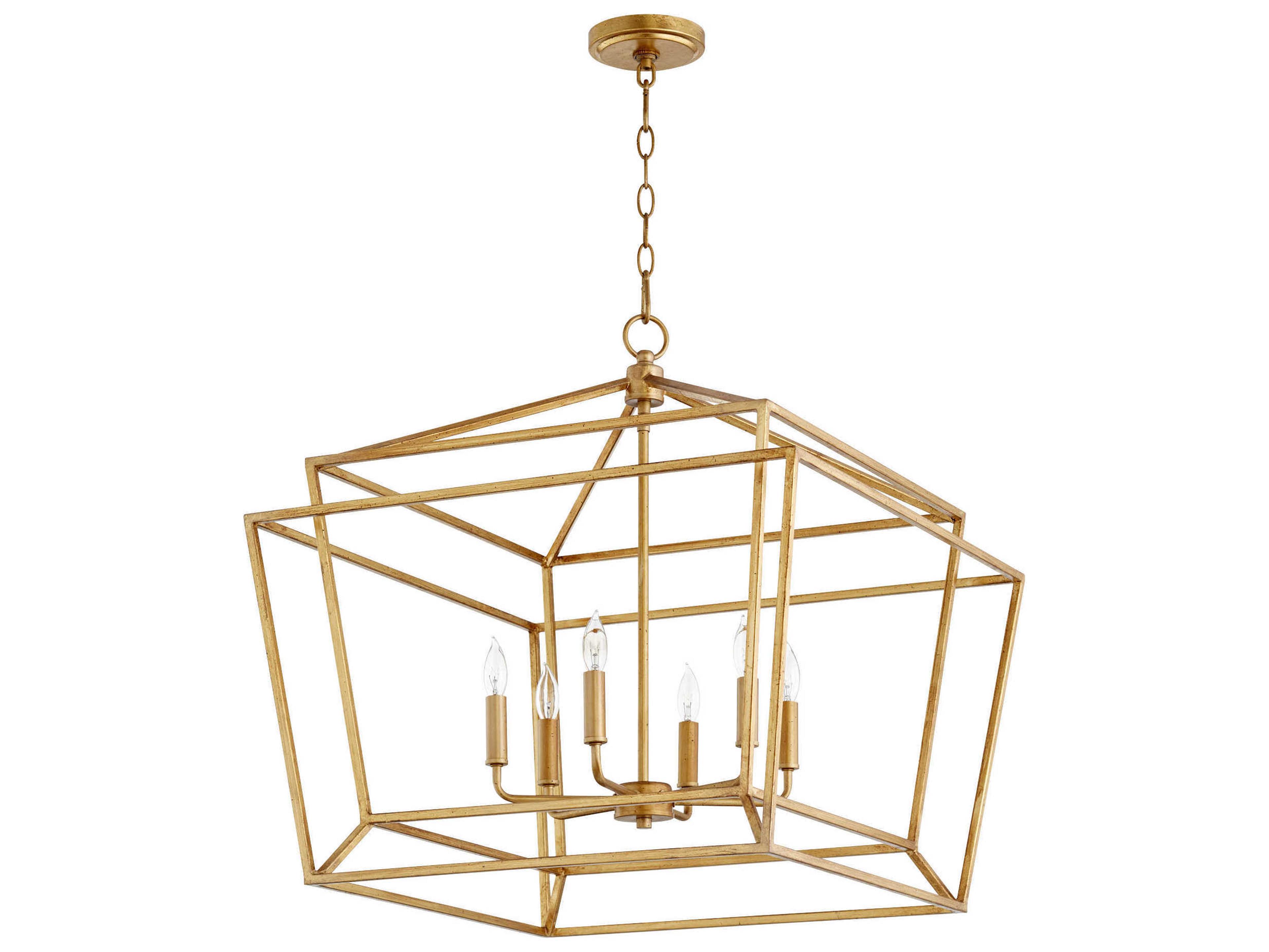 Quorum Monument 6-Light Gold Leaf Candelabra Geometric Chandelier
