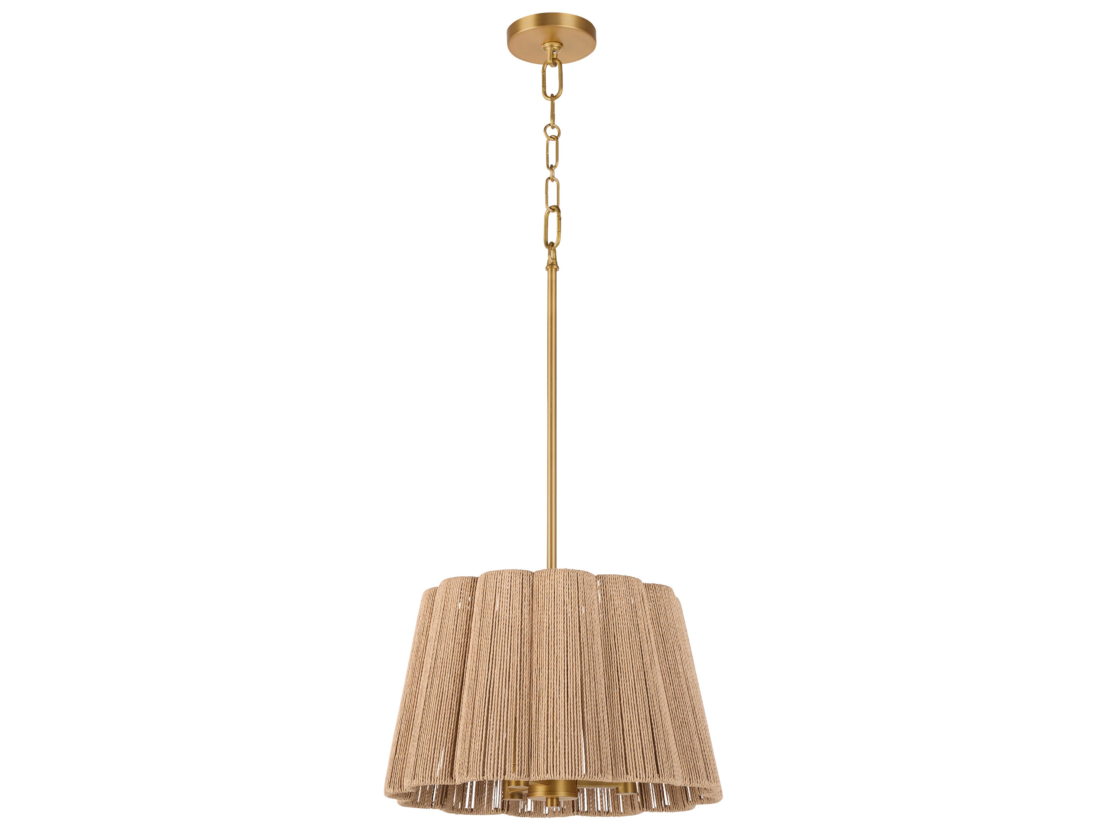 Quorum Anton 3-Light Brushed Brass Drum Pendant