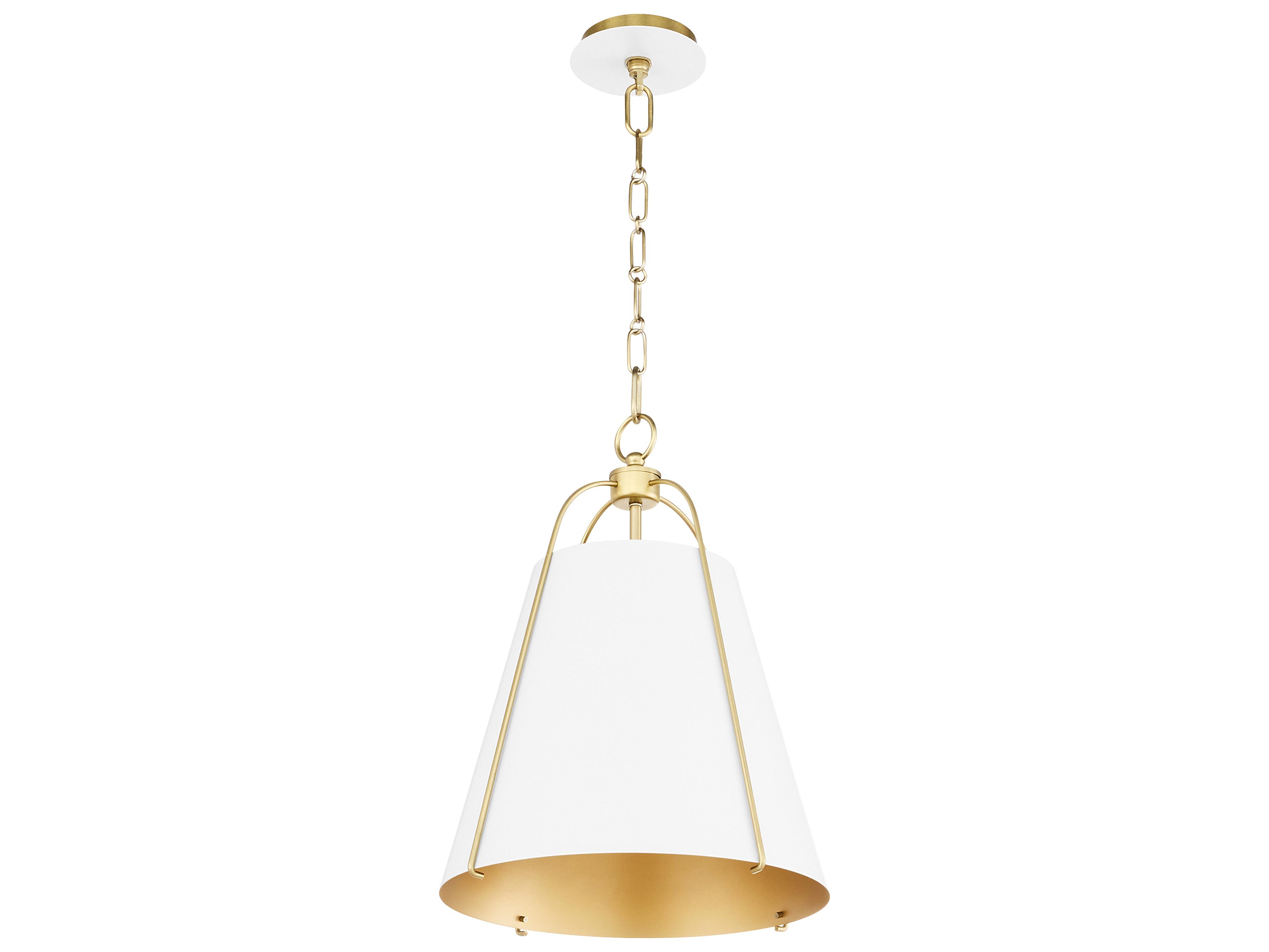 Quorum Ellen 1-Light Studio White W Aged Brass Pendant