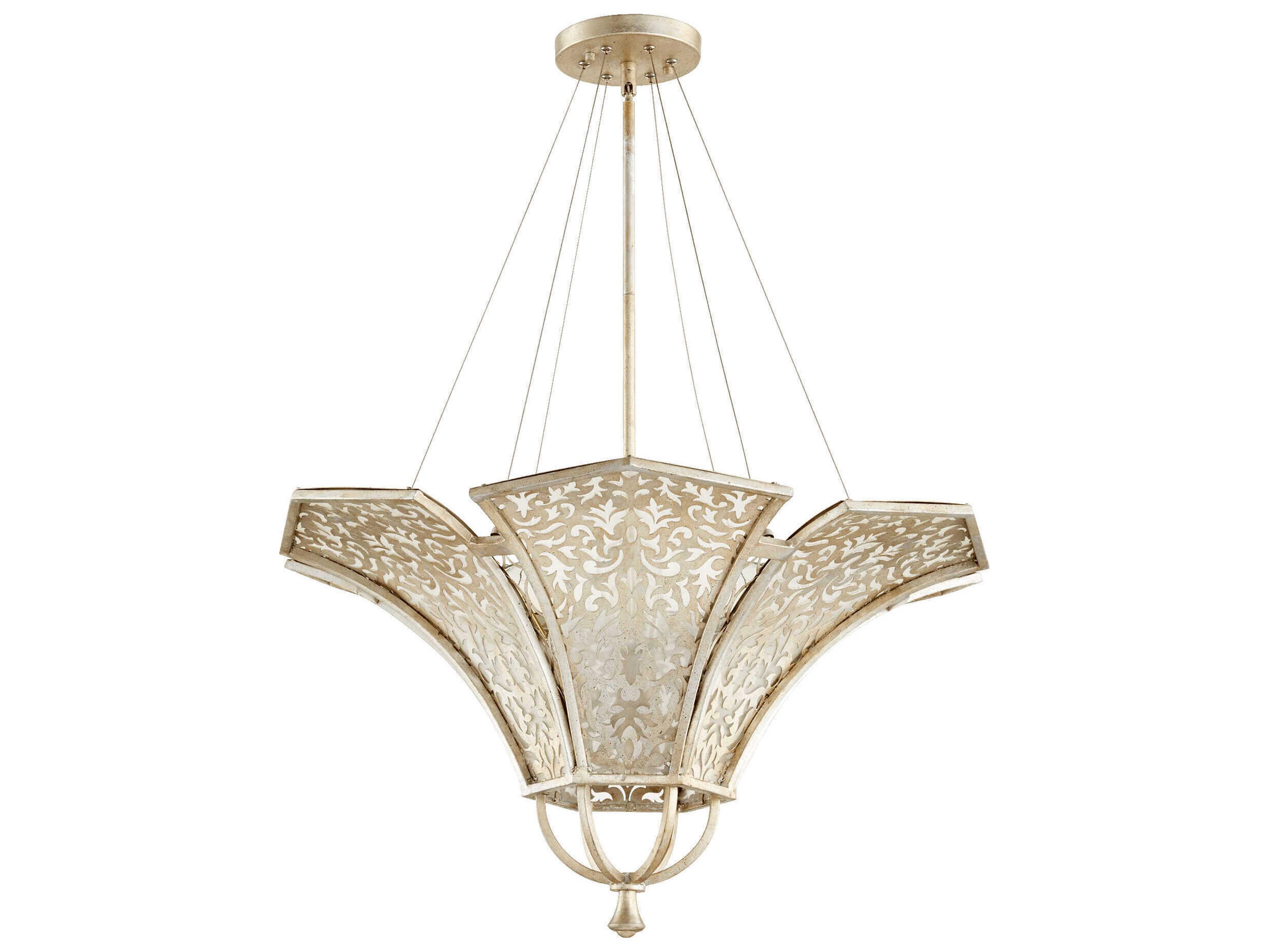 Quorum Bastille 4-Light Aged Silver Leaf Traditional Pendant