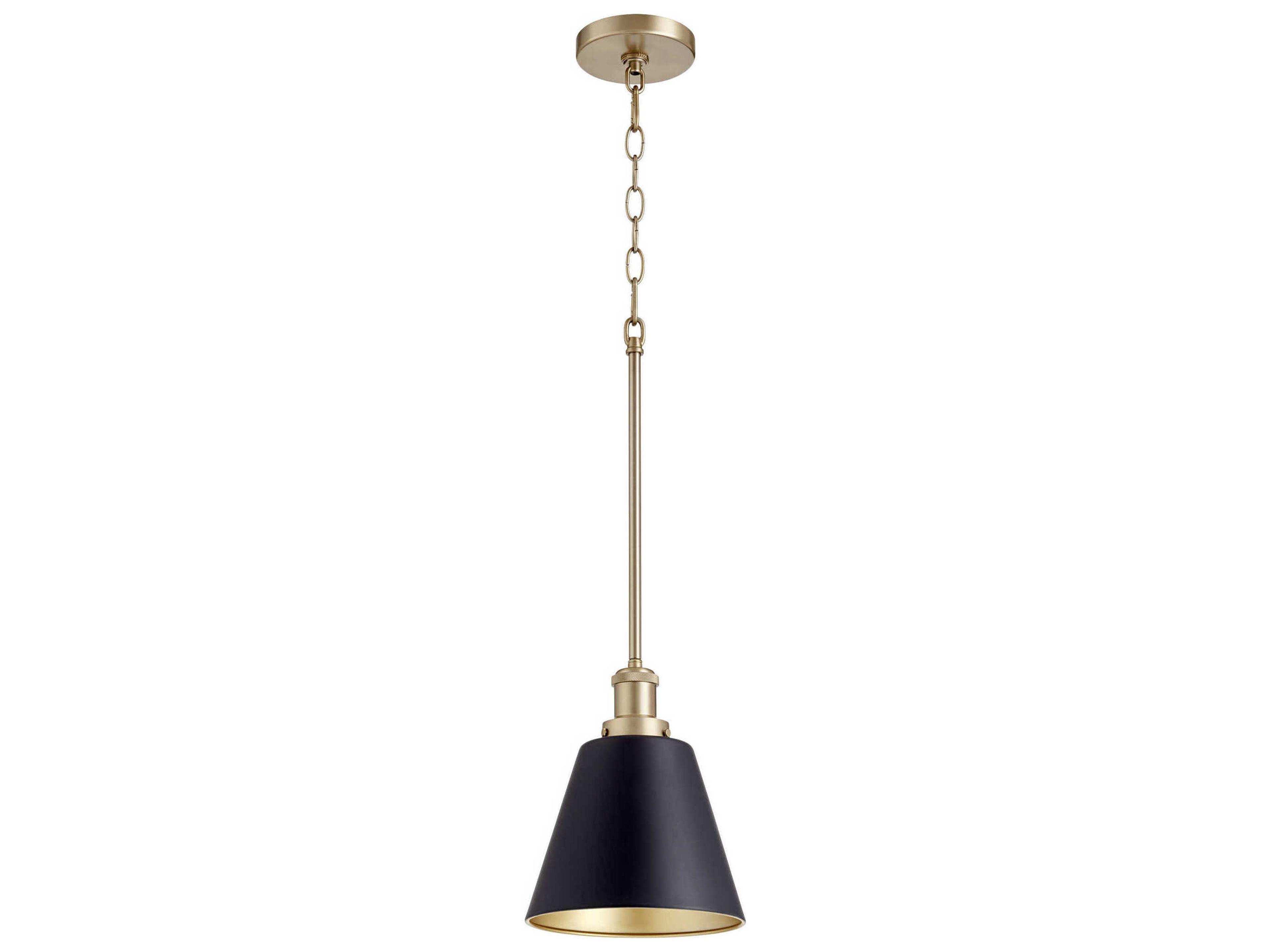 Quorum 1-Light Noir Aged Brass Black Mini Pendant