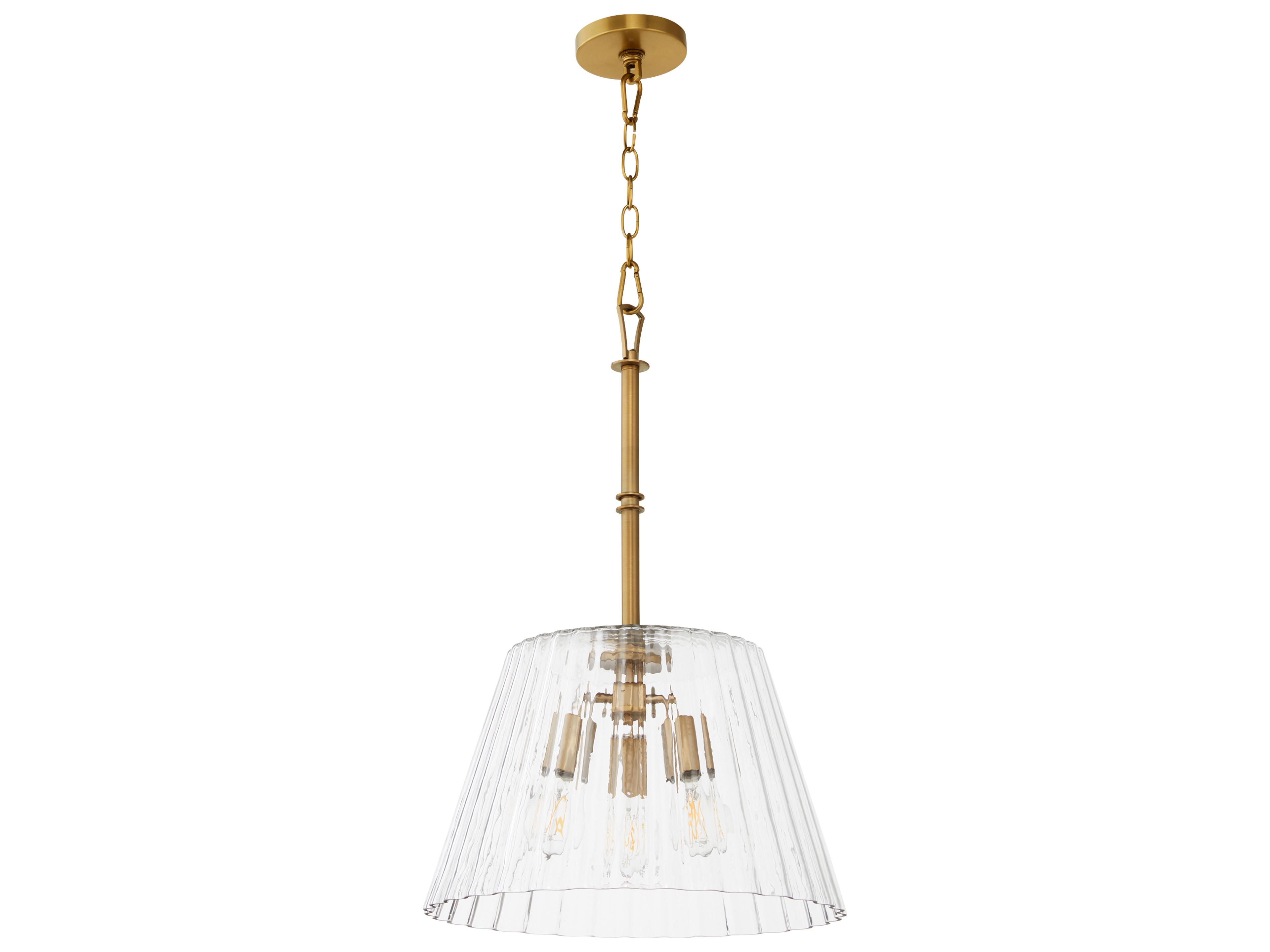 Quorum Lawton 3-Light Brushed Brass Empire Pendant