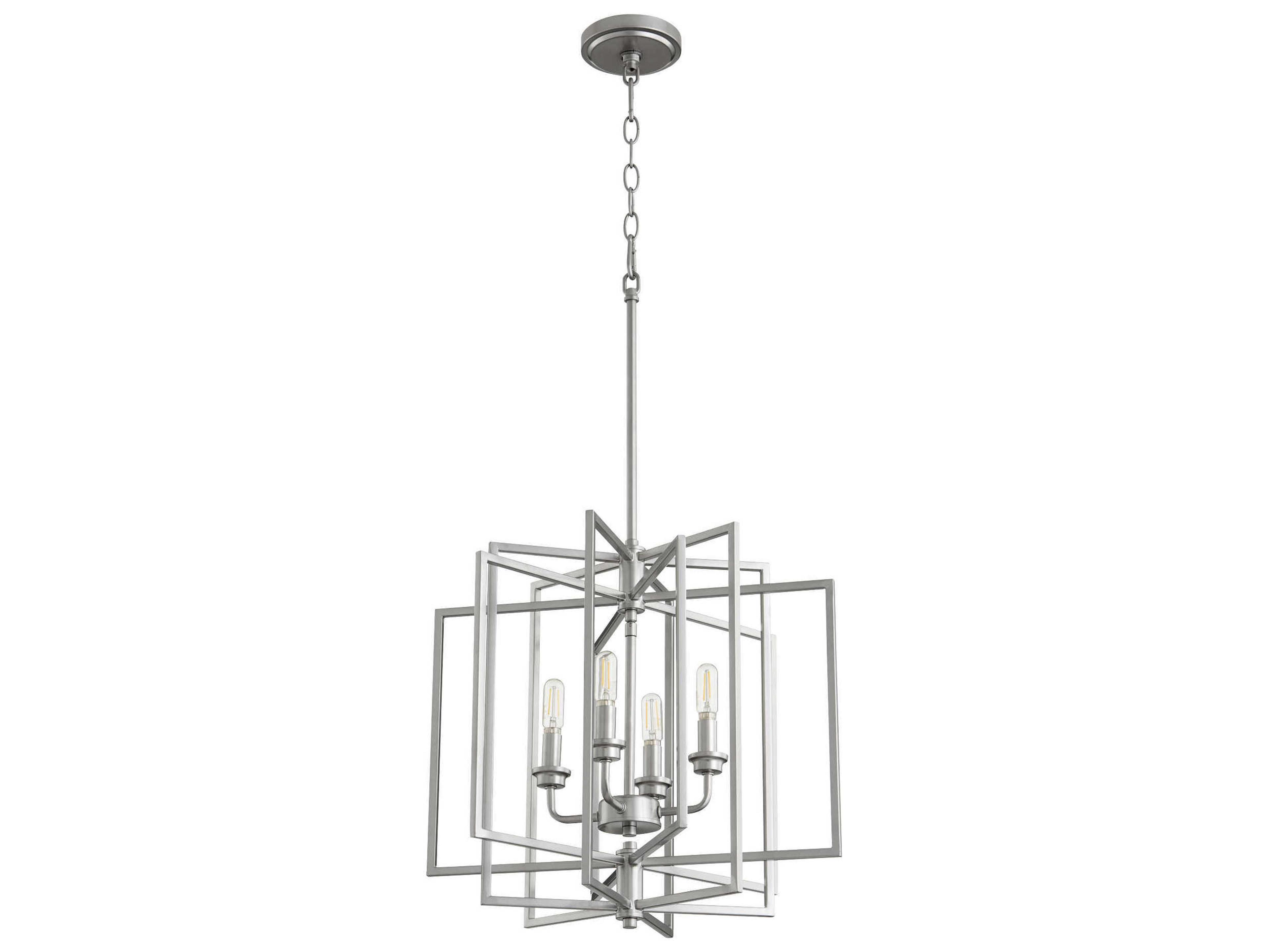 Quorum Hammond 4-Light Classic Nickel Candelabra Geometric Chandelier