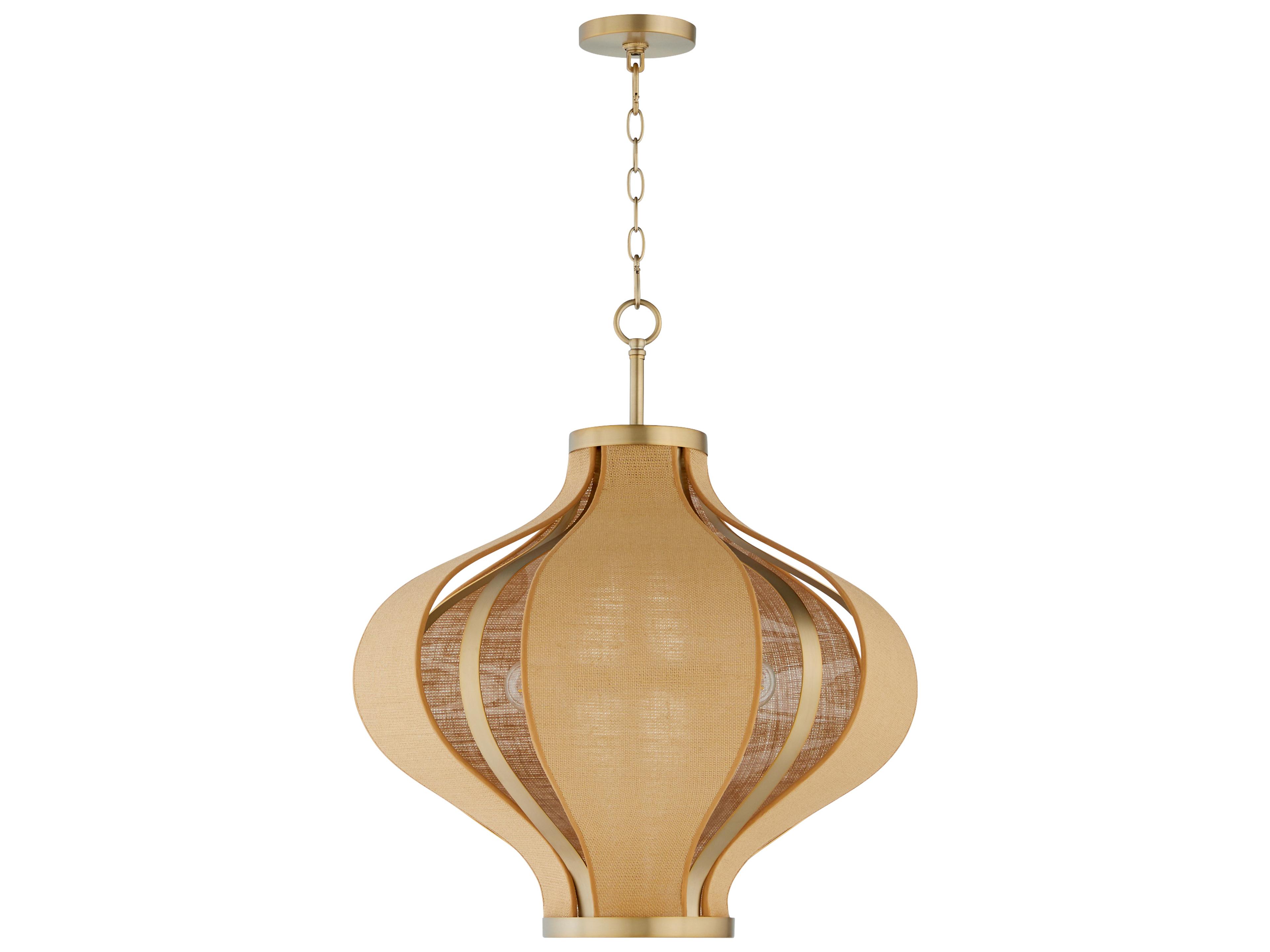 Quorum Monroe 3-Light Aged Brass Pendant