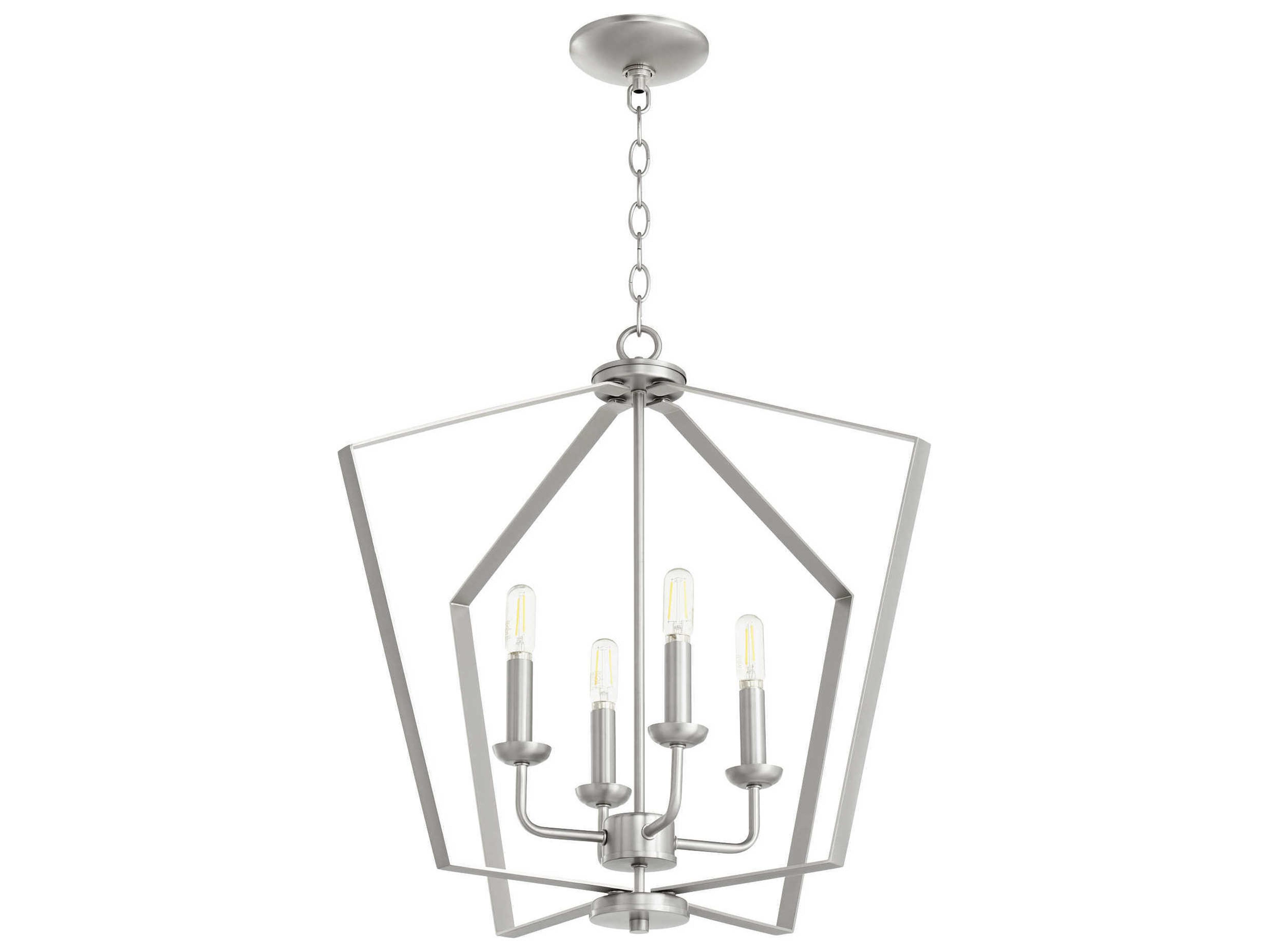 Quorum 4-Light Satin Nickel Candelabra Geometric Chandelier