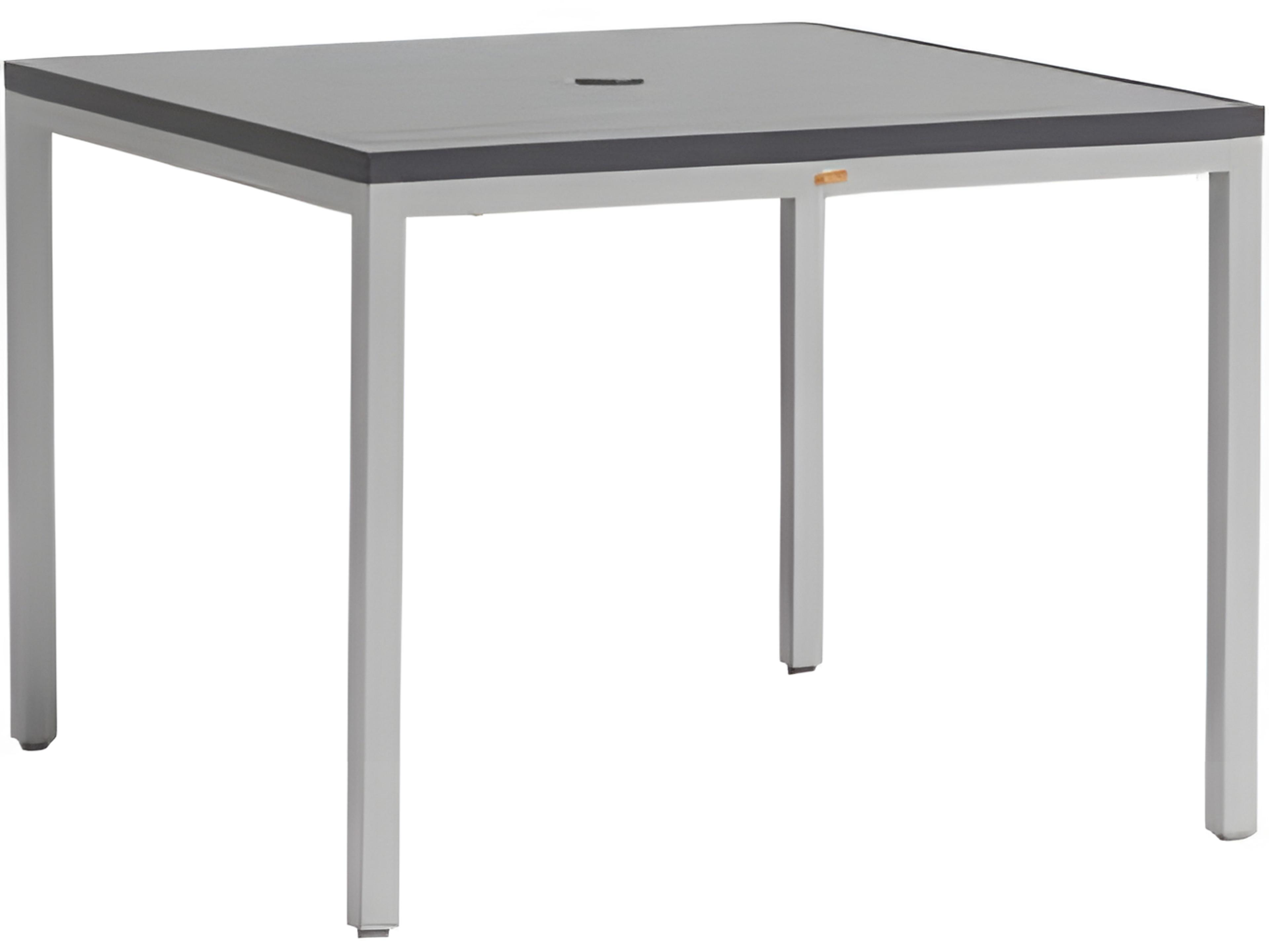 Ratana Zuni  Silver Aluminum Umbrella Hole Dining Table