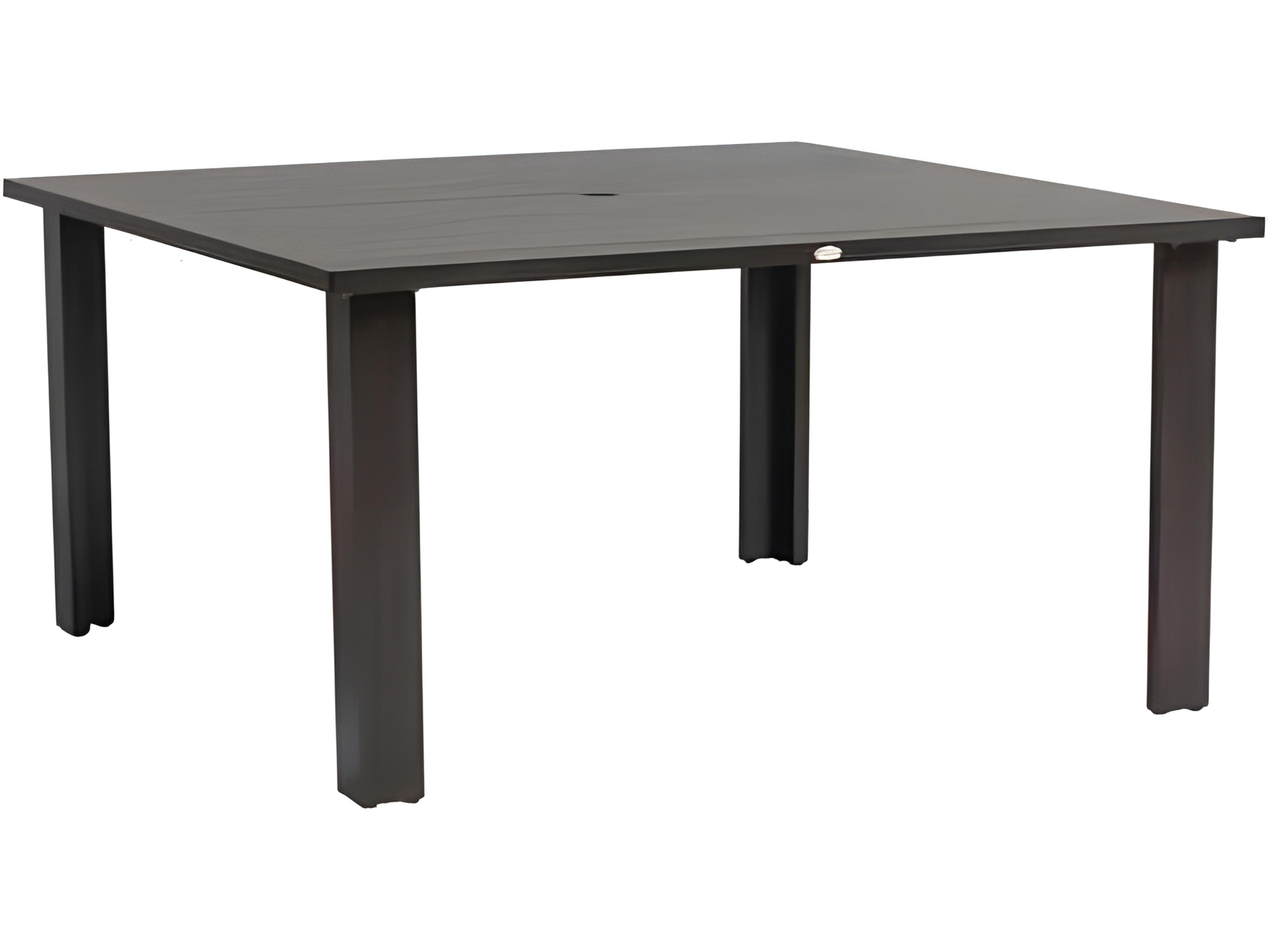 Ratana Limo Silver Ash Grey Aluminum Square Umbrella Hole Dining Table