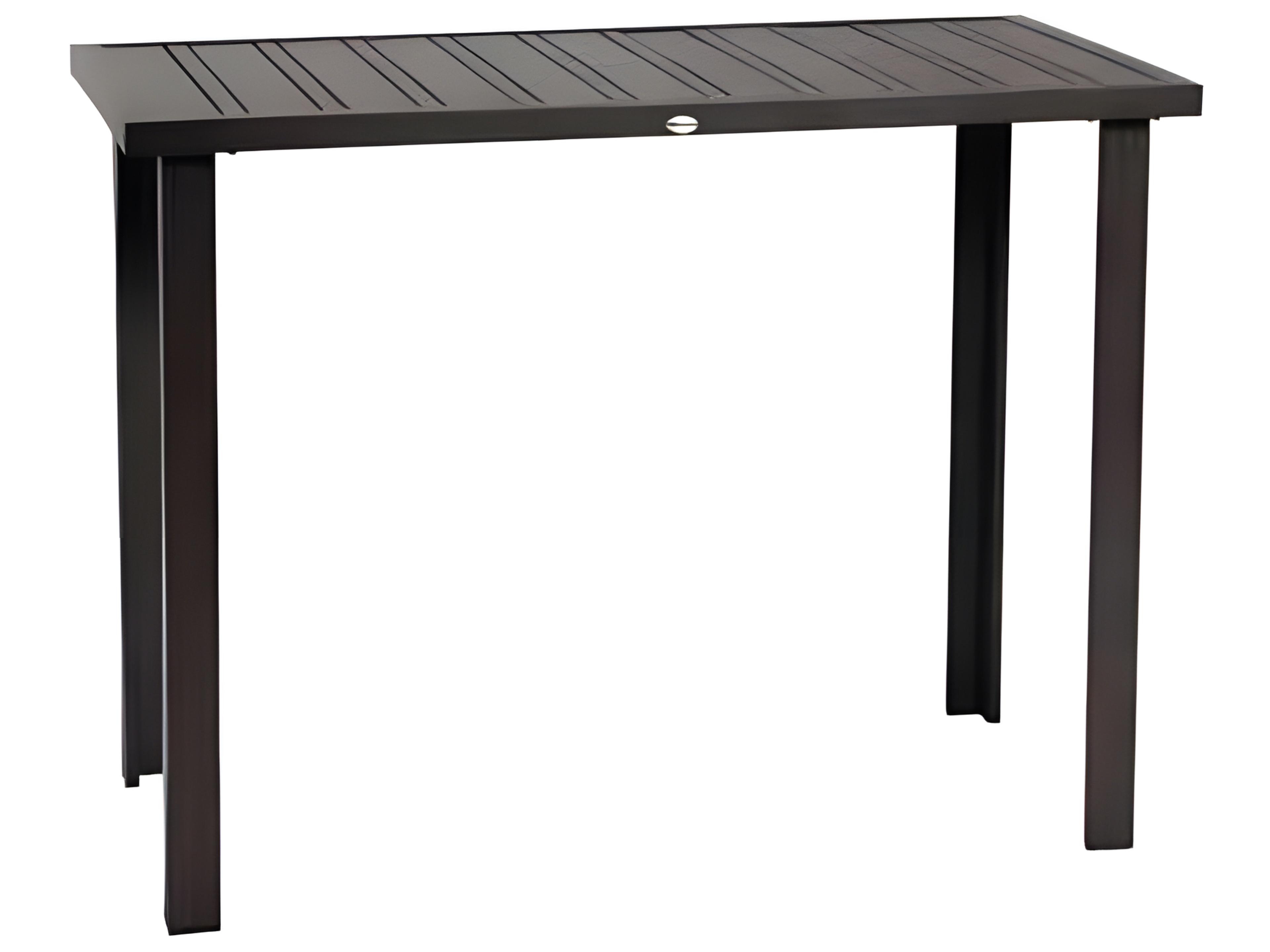 Ratana Limo Silver Ash Grey Aluminum Rectangular Umbrella Hole Bar Table