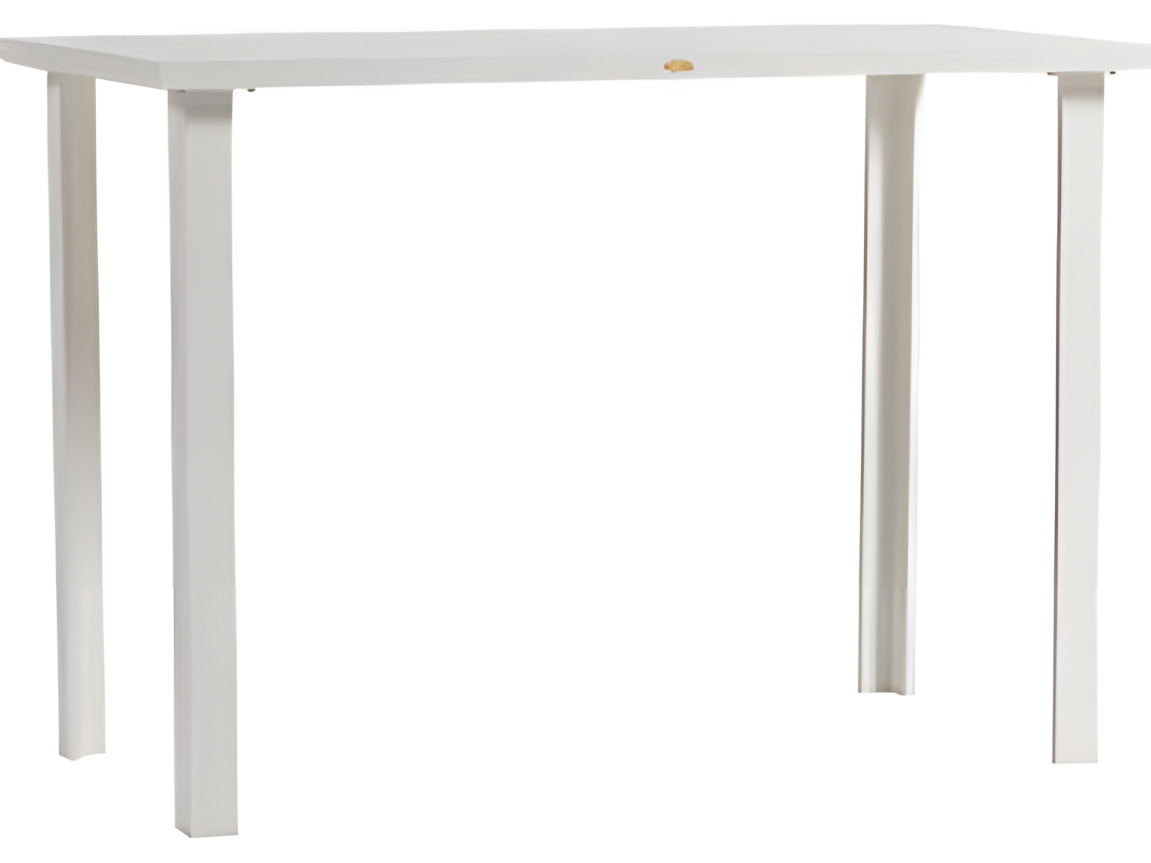 Ratana Limo Silver Talc White Aluminum Rectangular Umbrella Hole Bar Table