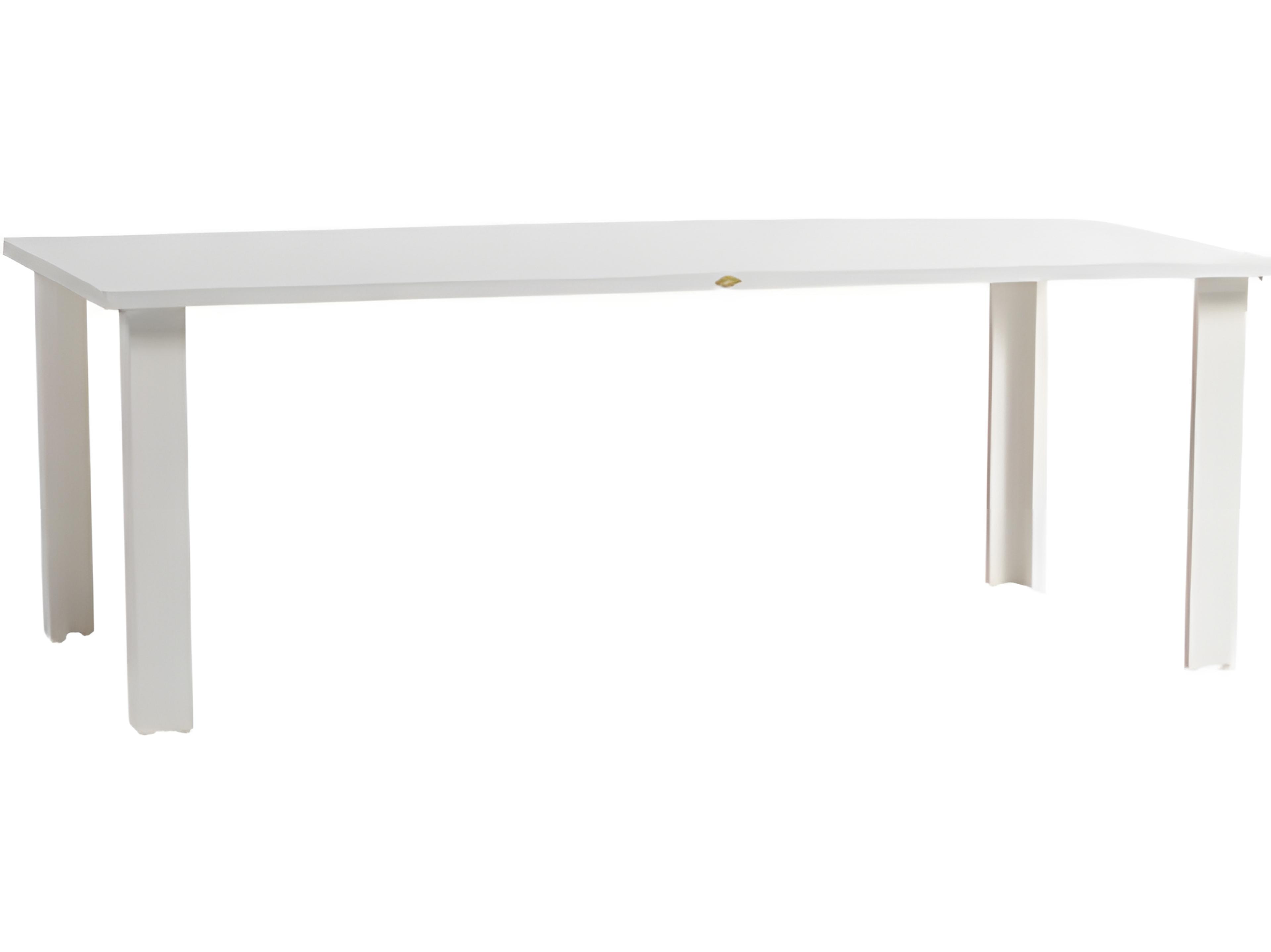 Ratana Limo Silver Talc White Aluminum Rectangular Umbrella Hole Dining Table