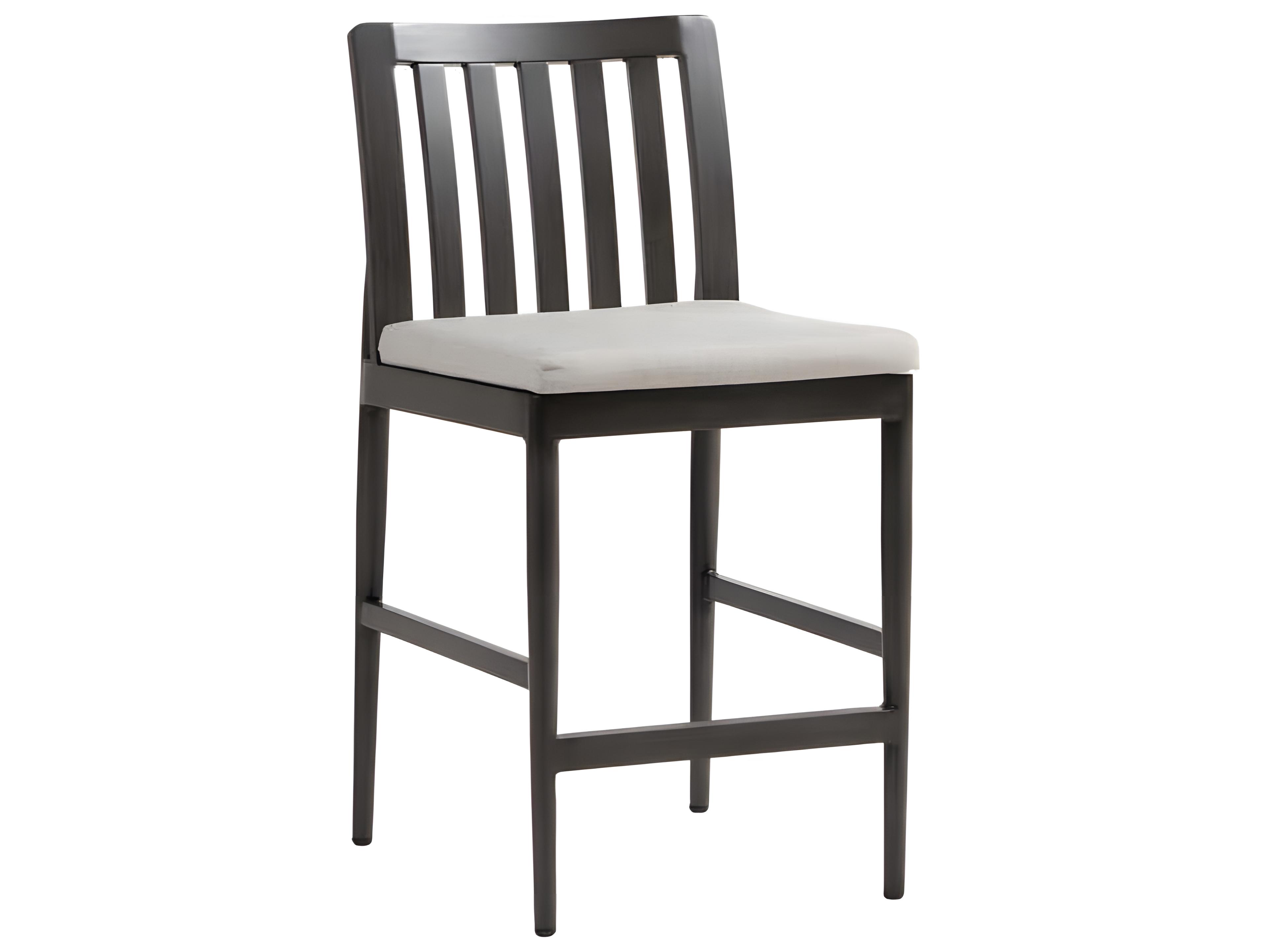 Ratana Bolano Silver Ash Grey Aluminum Cushion Counter Stool