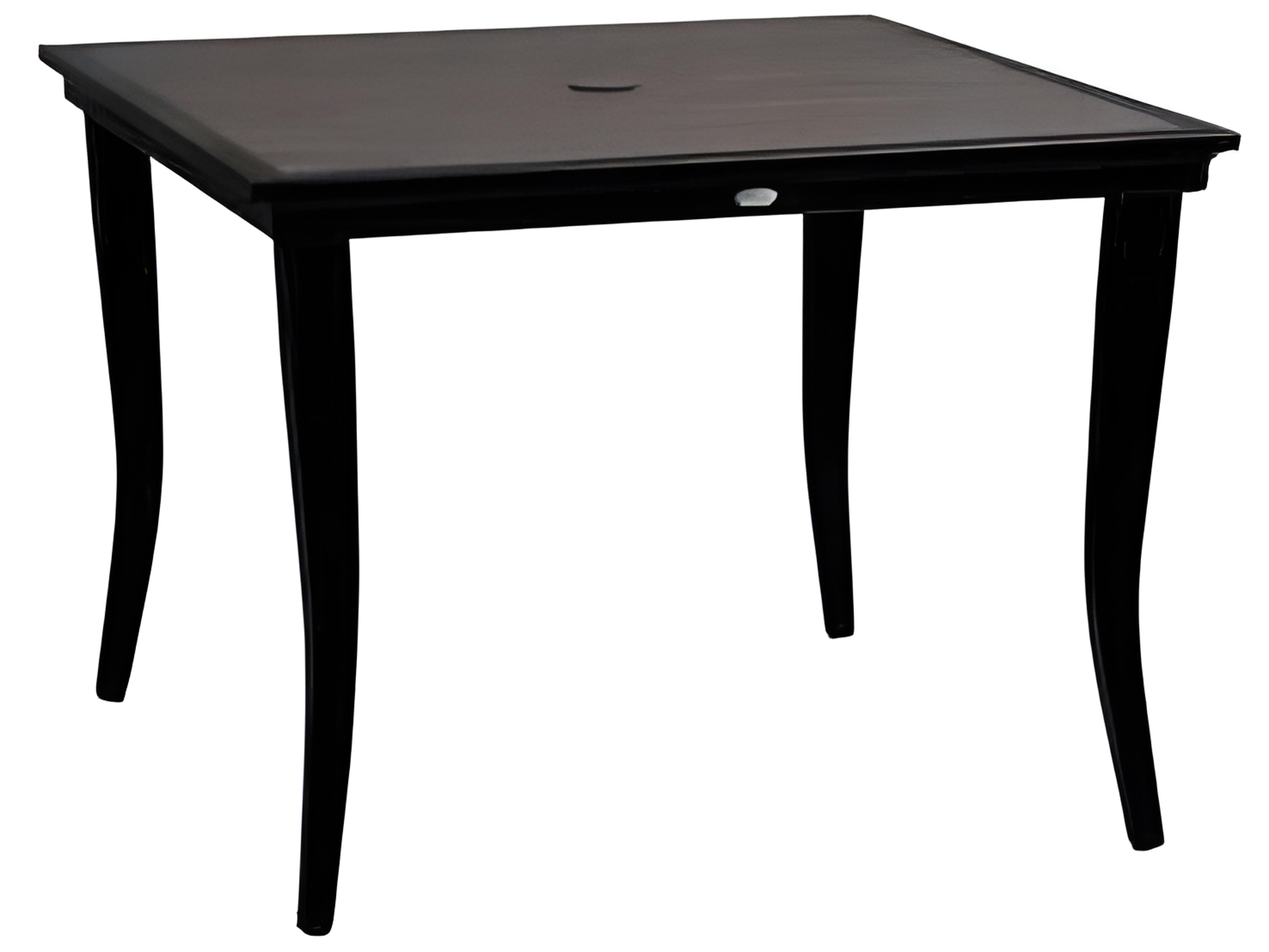 Ratana Copacabana Silver Brown Top & Black Base Aluminum Square Umbrella Hole Dining Table