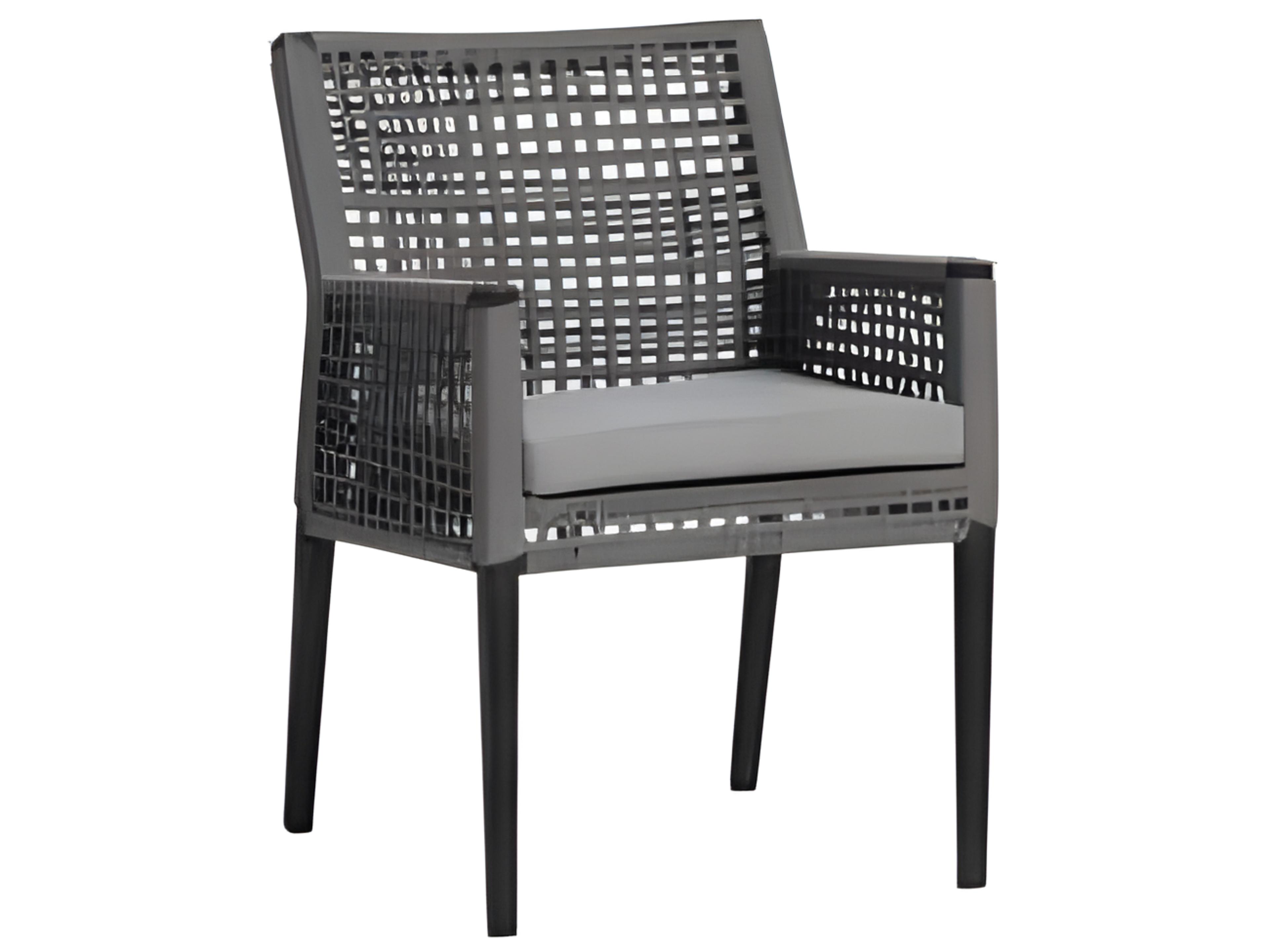 Ratana Genval Silver Black Aluminum Cushion Dining Chair