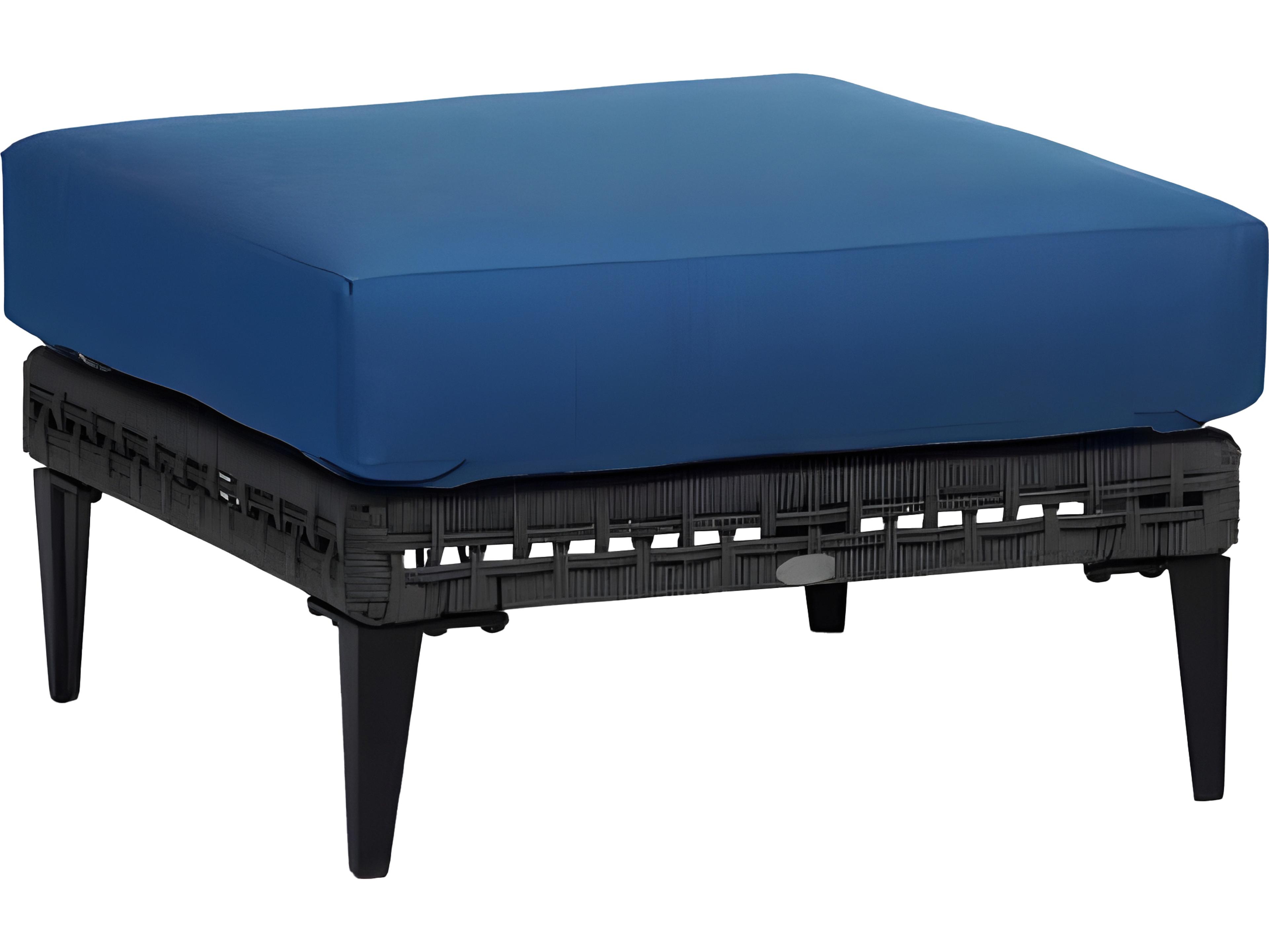 Ratana Genval Silver Black Aluminum Cushion Ottoman