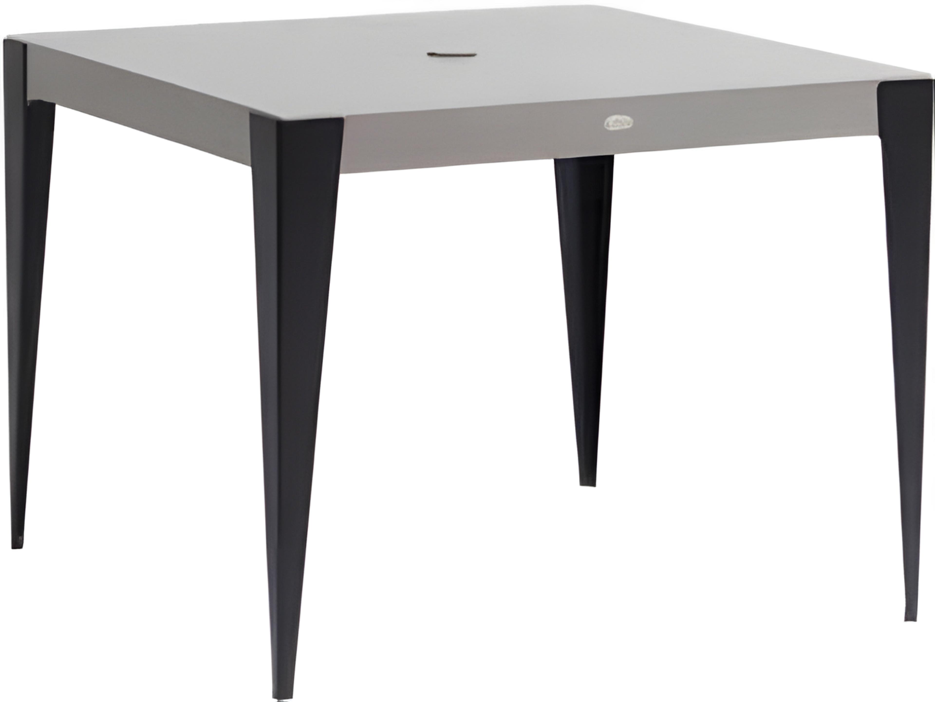 Ratana Genval Silver Black Base & Cement Top Aluminum Square Umbrella Hole Dining Table
