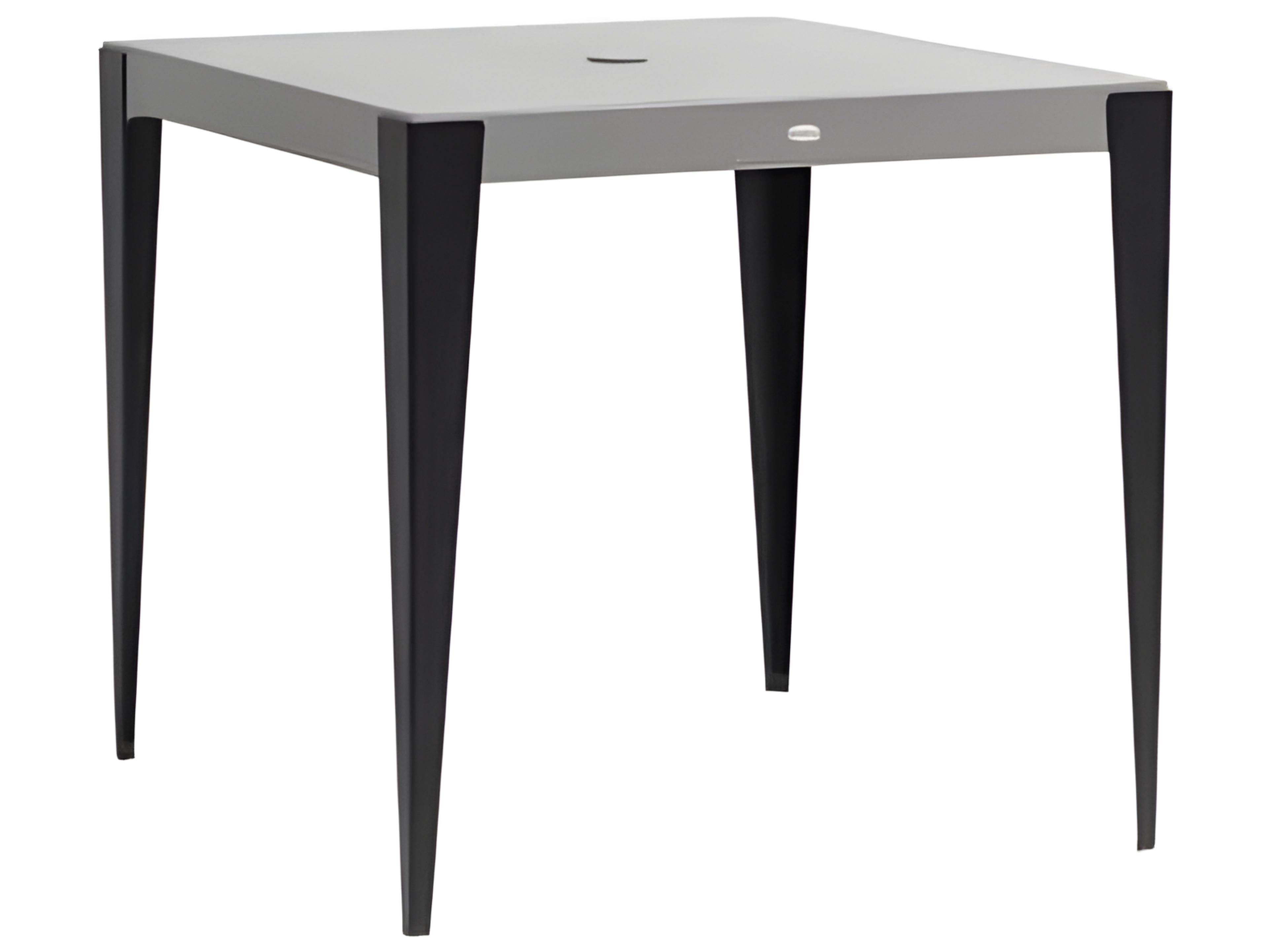 Ratana Genval Silver Black Base & Cement Top Aluminum Square Umbrella Hole Counter Table