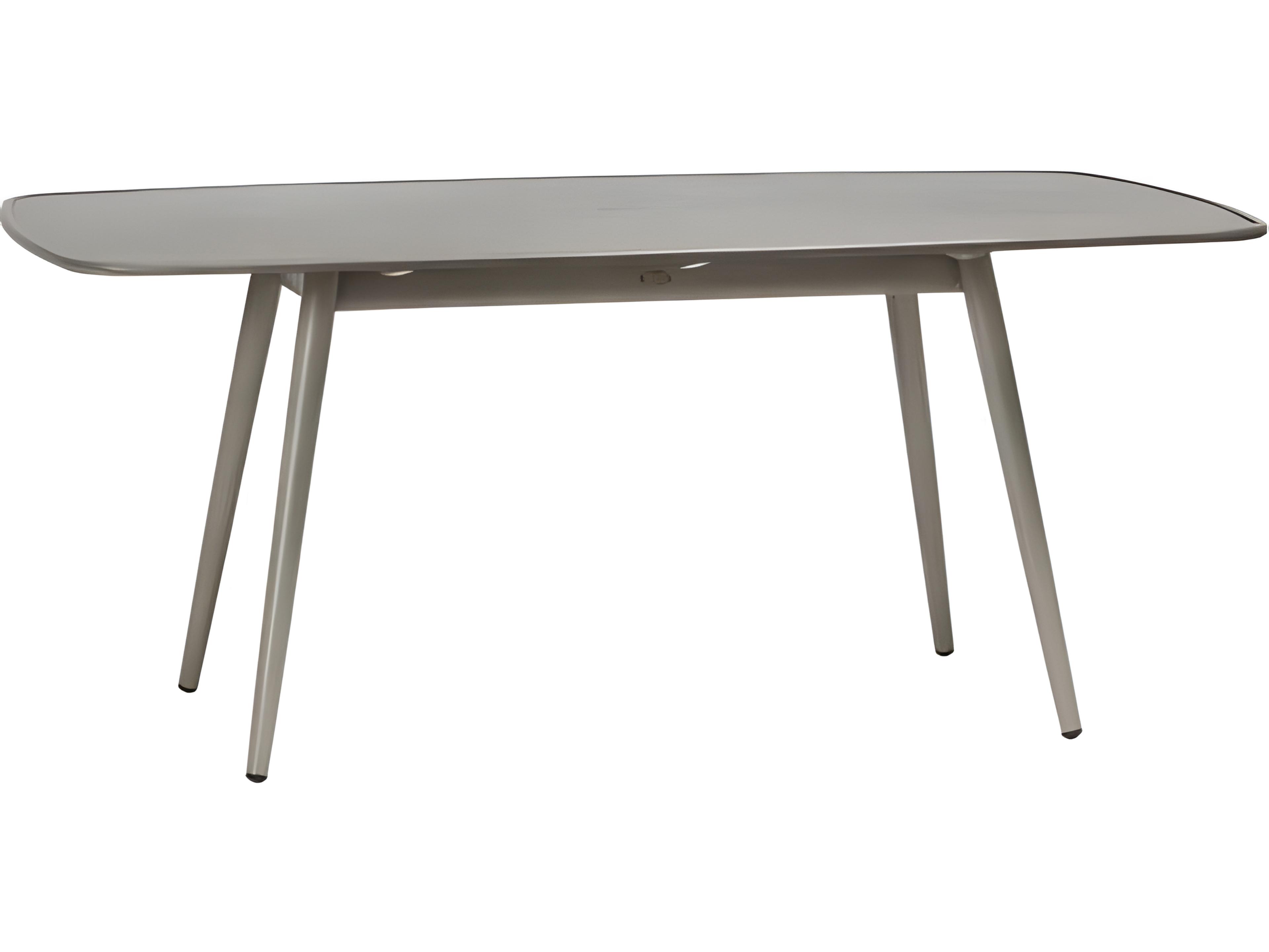 Ratana Alinea Silver Pearl Aluminum Rectangular Umbrella Hole Dining Table