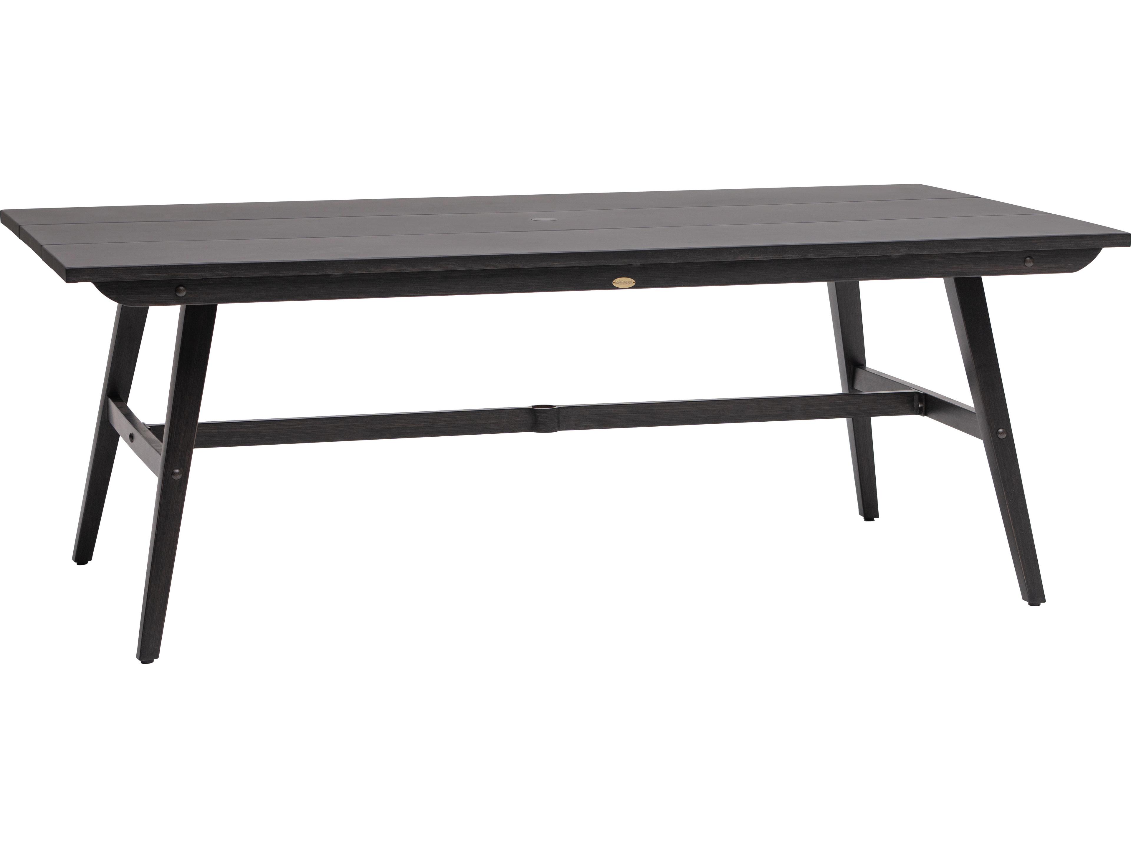 Ratana Canbria Tables Aluminum Rectangular Umbrella Hole Dining Table