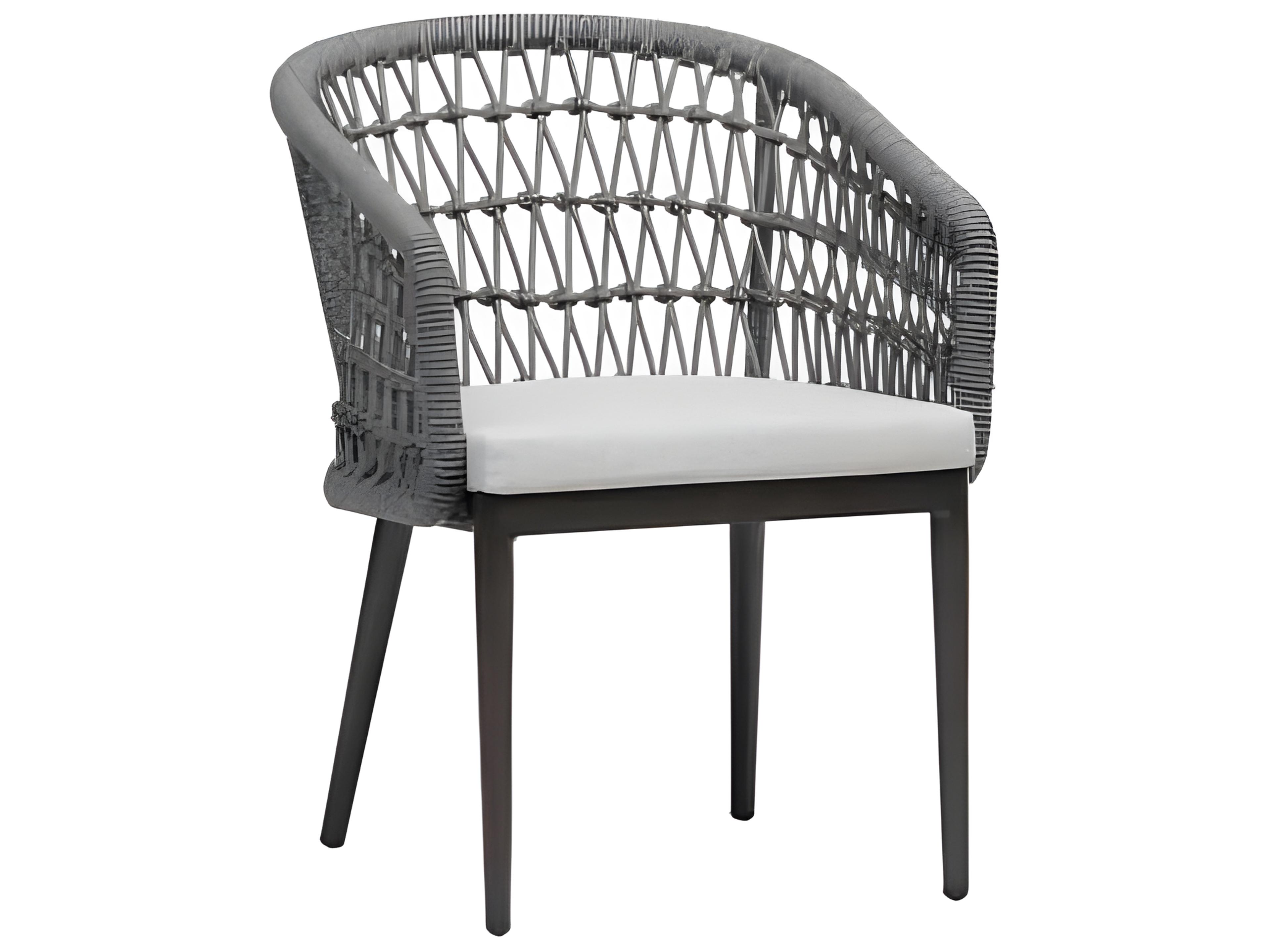 Ratana Poinciana Silver Ash Grey Aluminum Cushion Dining Chair