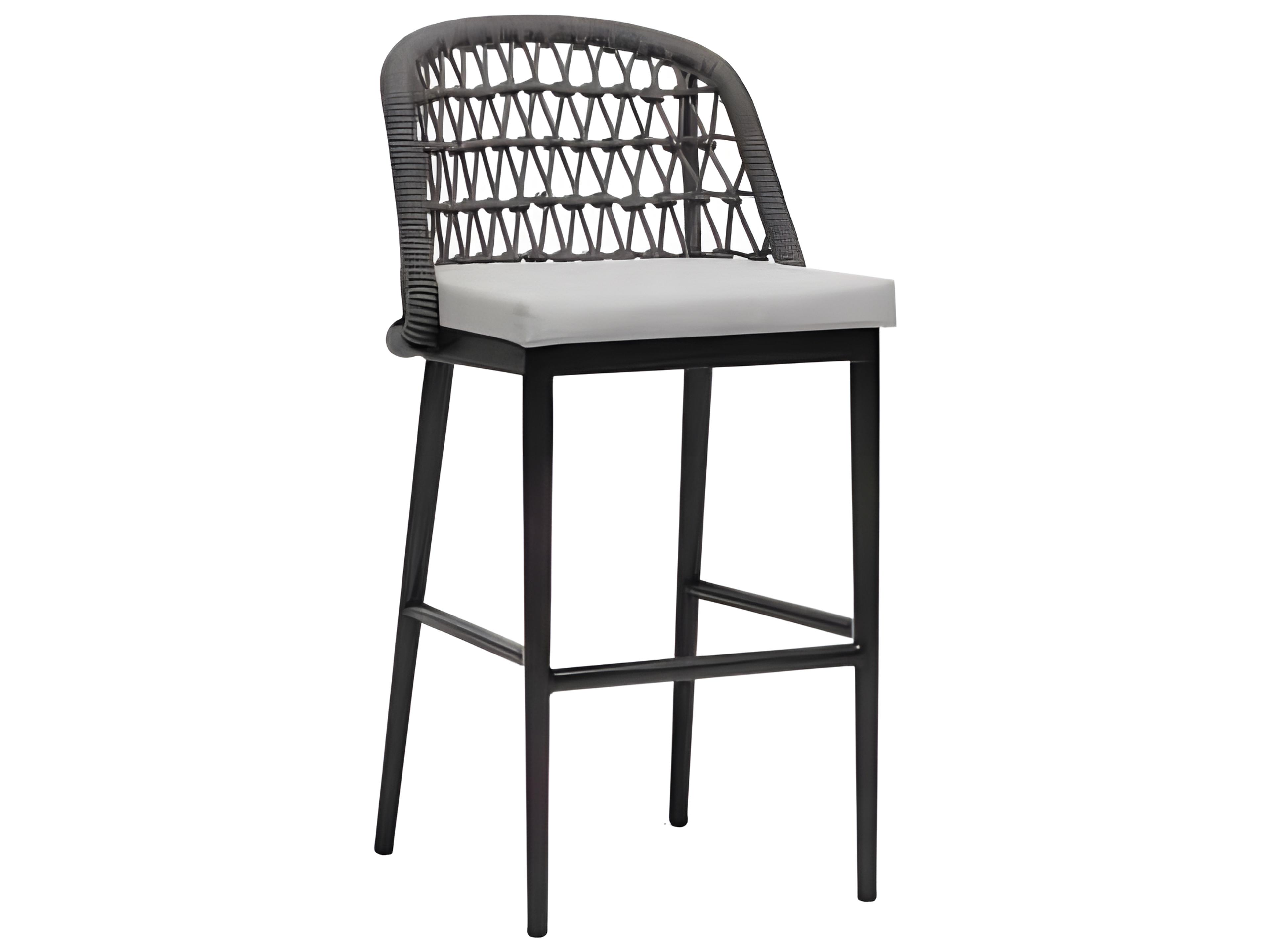 Ratana Poinciana Silver Ash Grey Aluminum Cushion Bar Stool