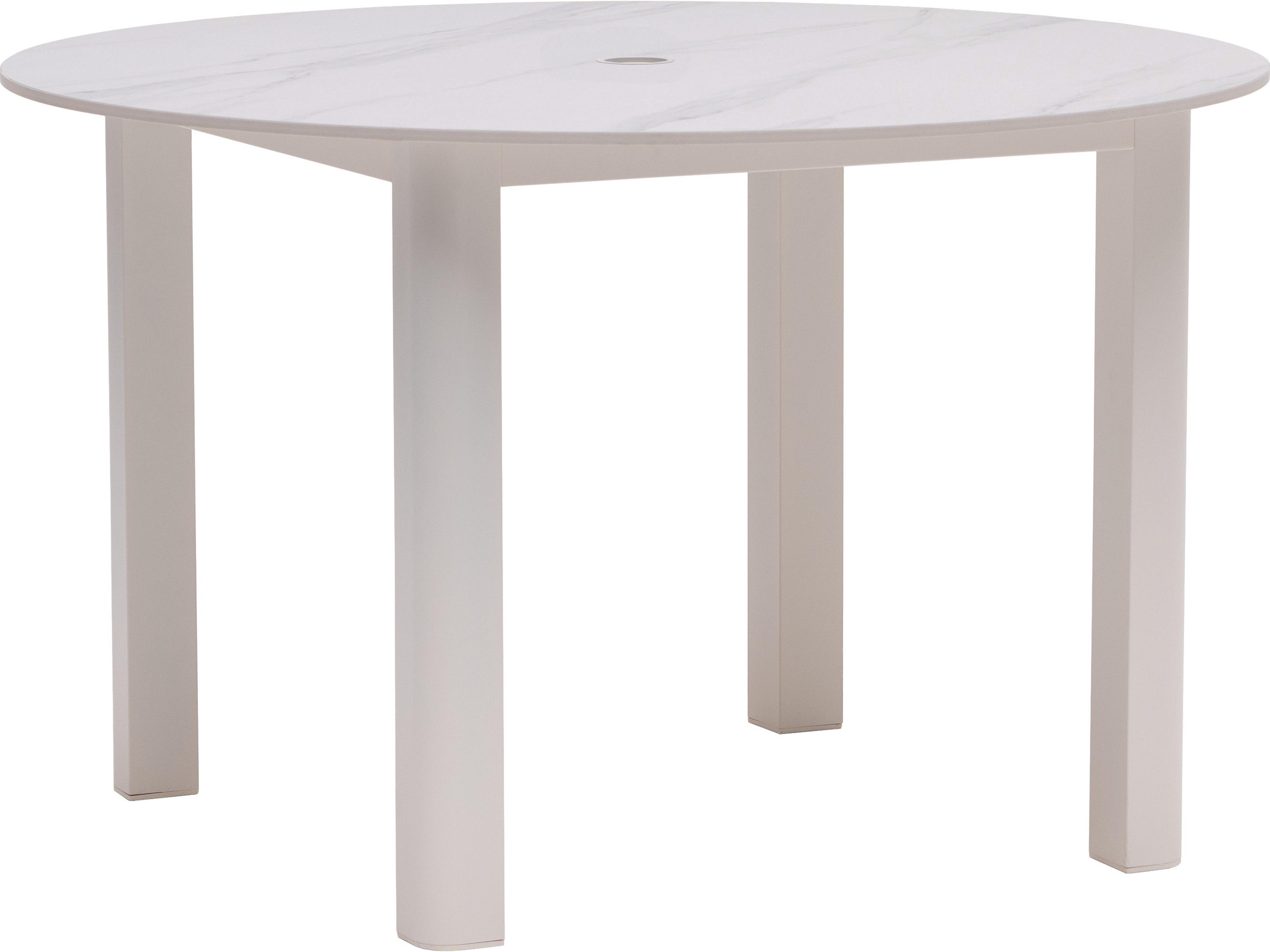 Ratana Hampshire Tables Aluminum Round Umbrella Hole Dining Table