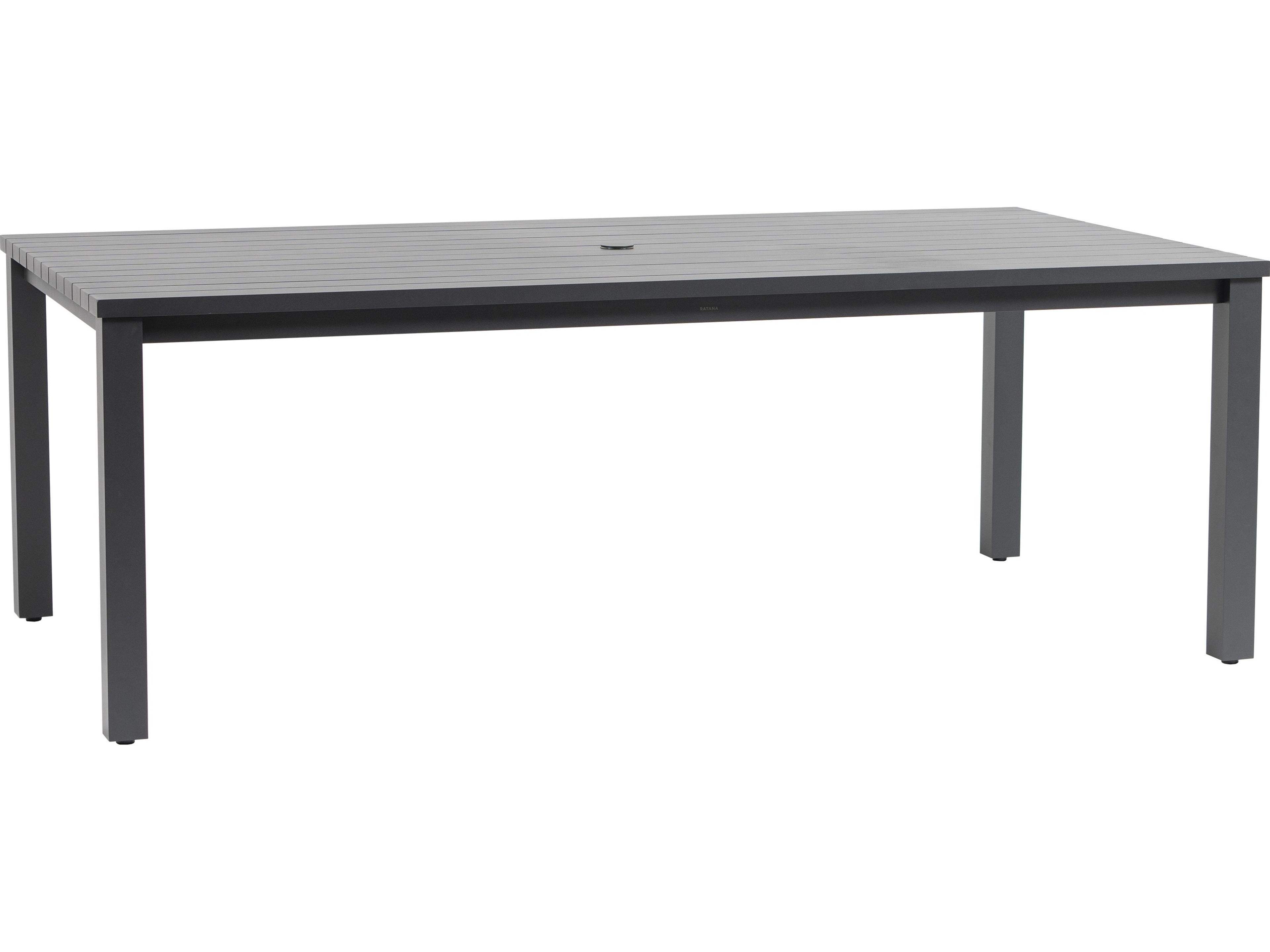 Ratana Vienna Aluminum Rectangular Umbrella Hole Dining Table