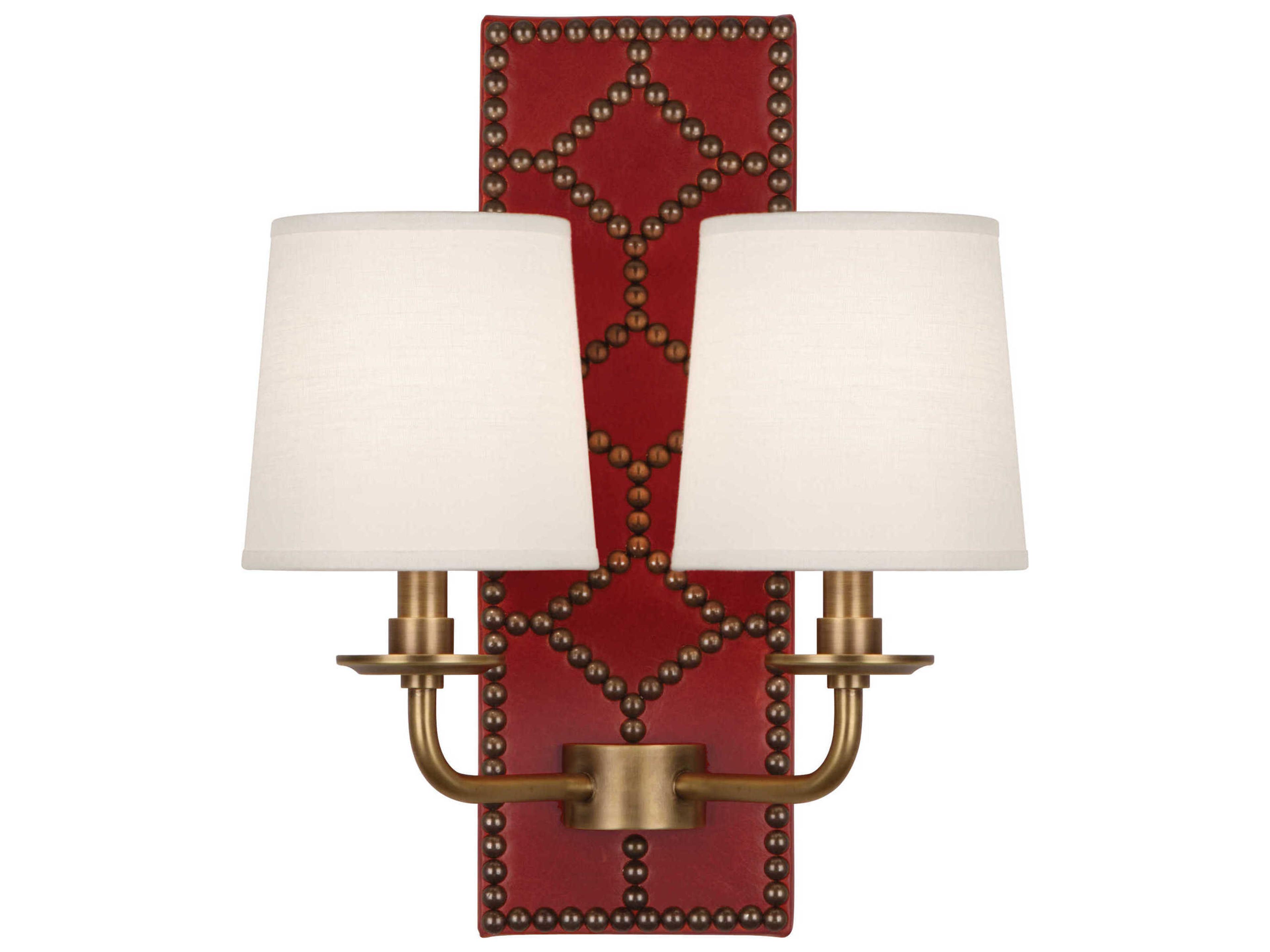 Robert Abbey Williamsburg Lightfoot 2-Light Dragons Blood Leather Red Traditional Wall Sconce