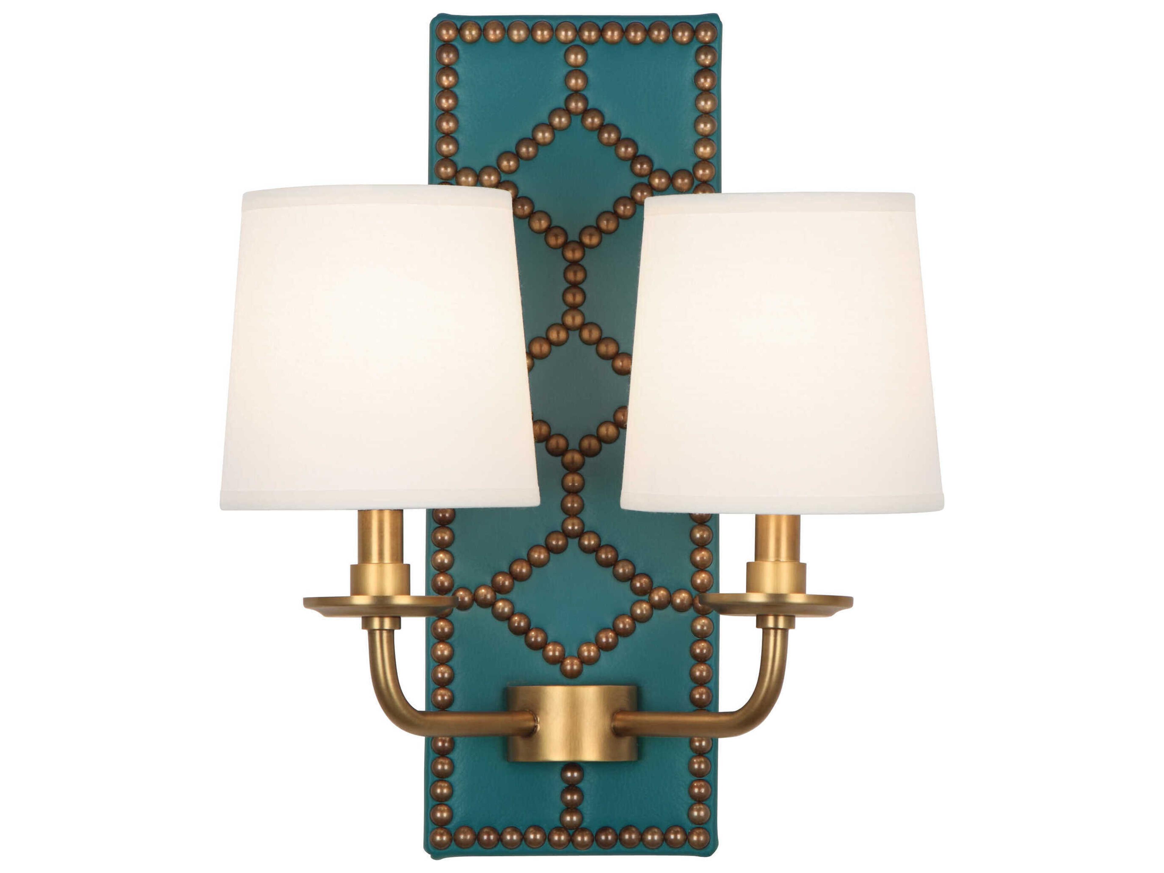 Robert Abbey Williamsburg Lightfoot 2-Light Mayo Teal Leather Blue Traditional Wall Sconce