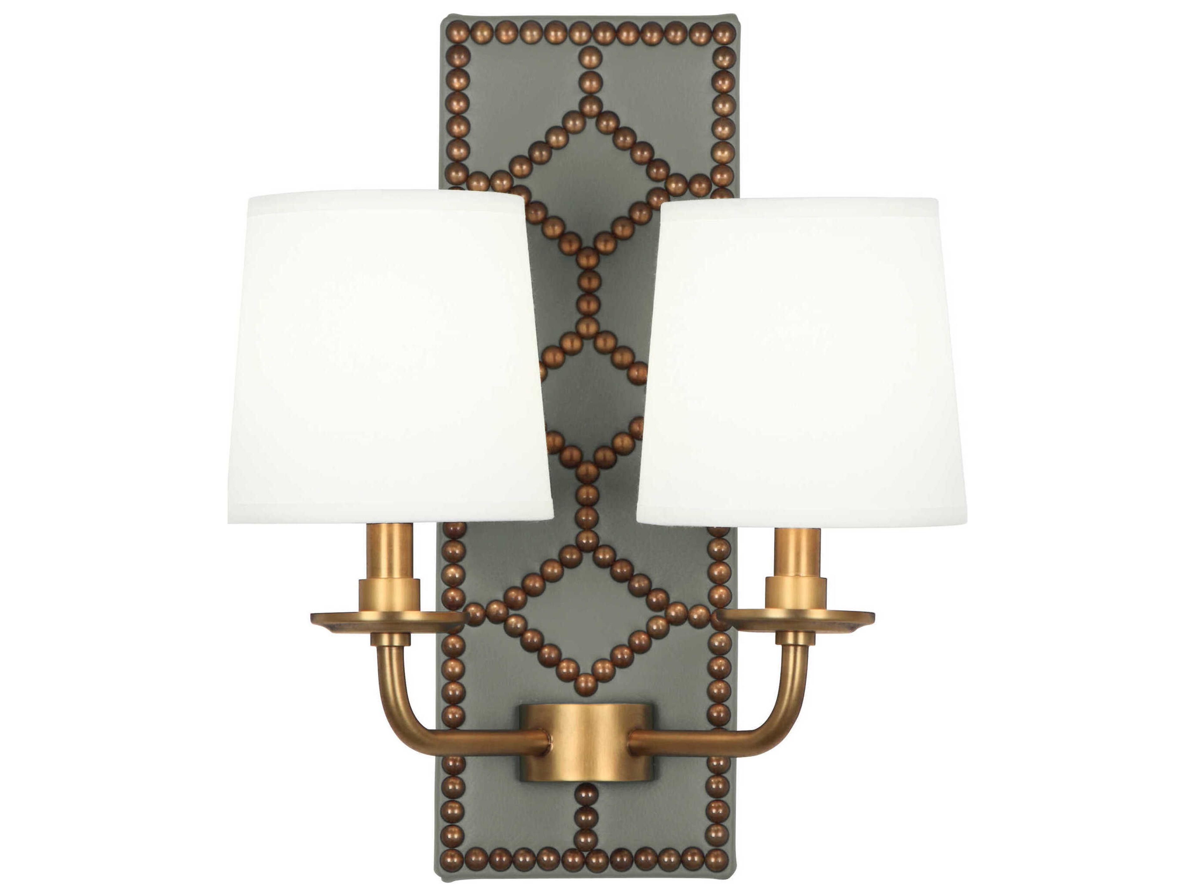 Robert Abbey Williamsburg Lightfoot 2-Light Carter Gray Leather Traditional Wall Sconce