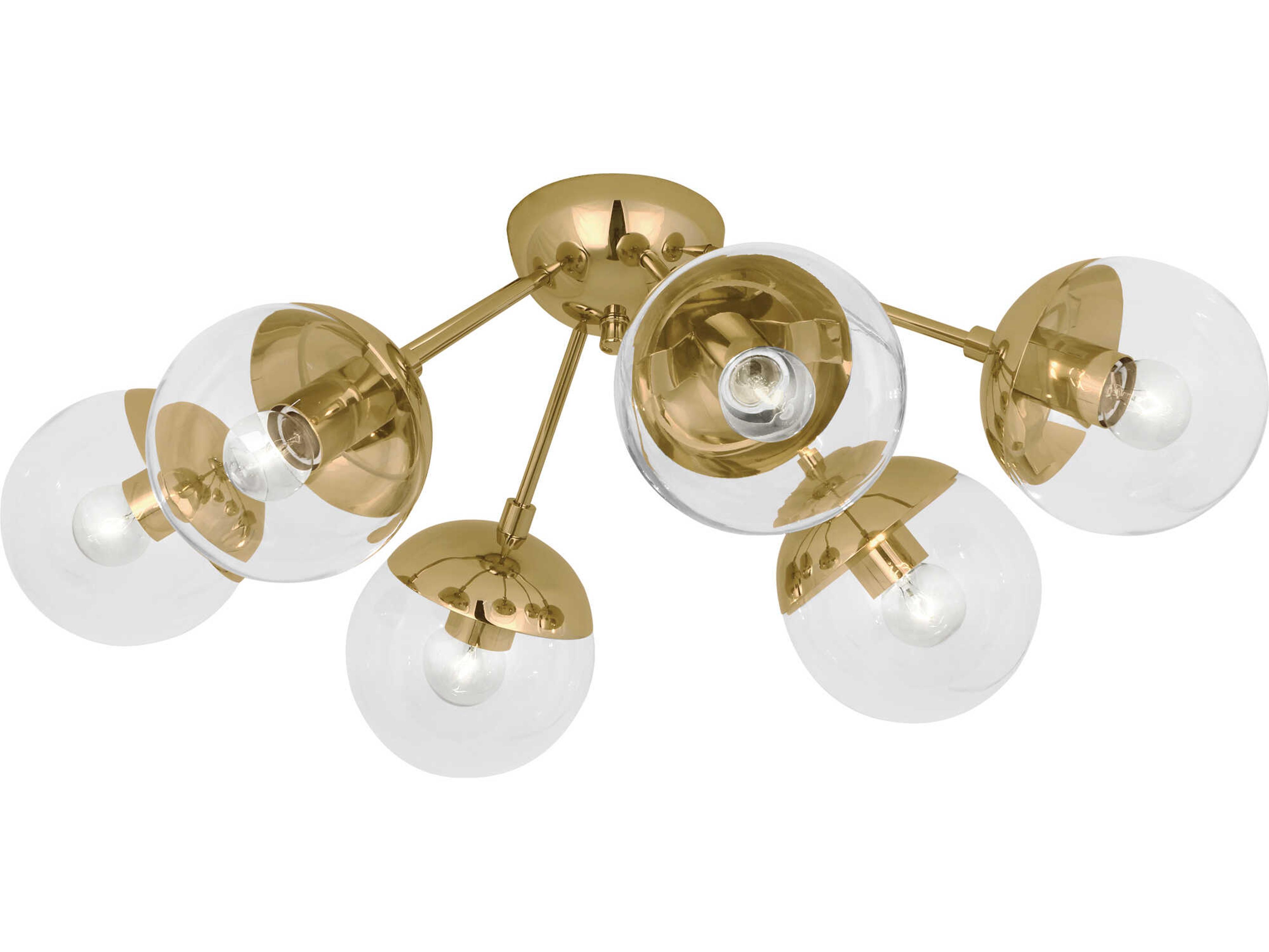 Robert Abbey Celeste 6-Light Modern Brass Globe Sputnik Flush Mount