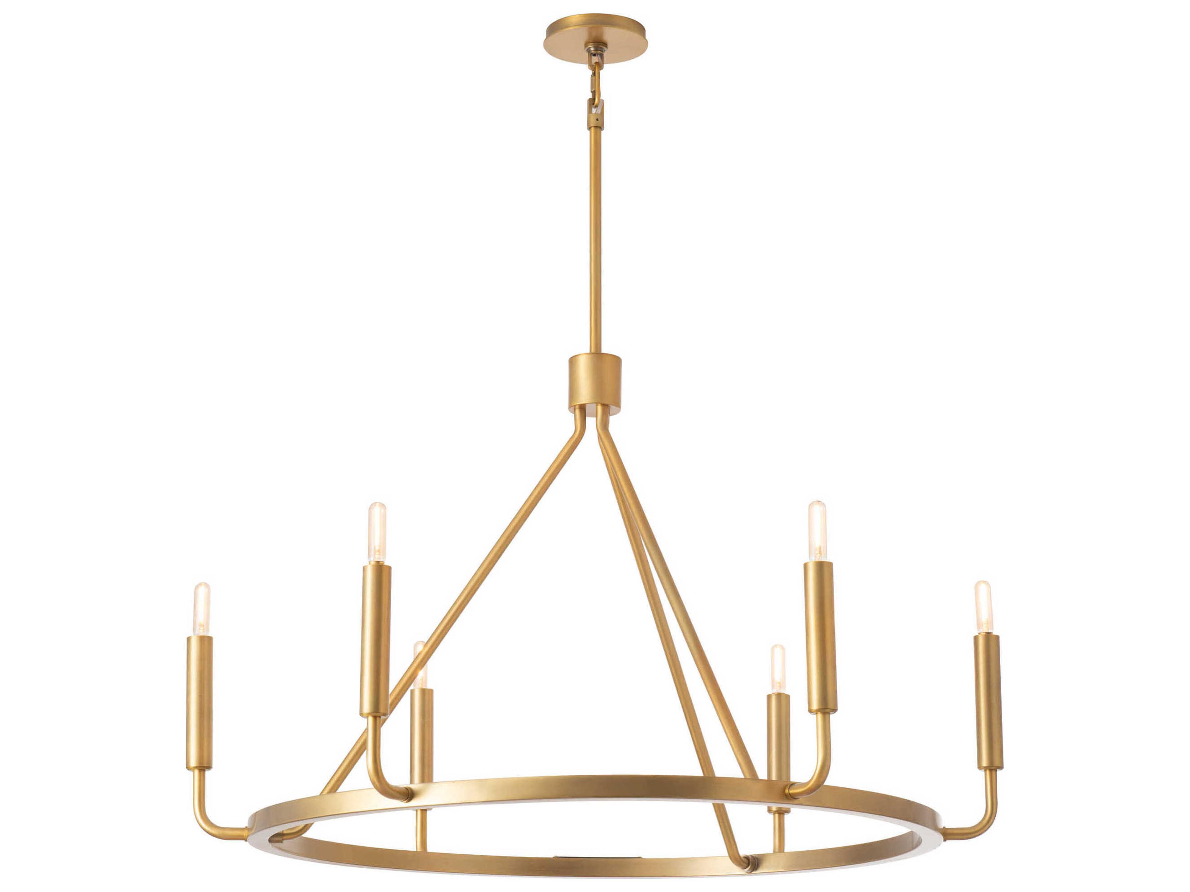 Robert Abbey Mavisten Edition Carbonia 6-Light Lacquered Burnished Brass Chandelier
