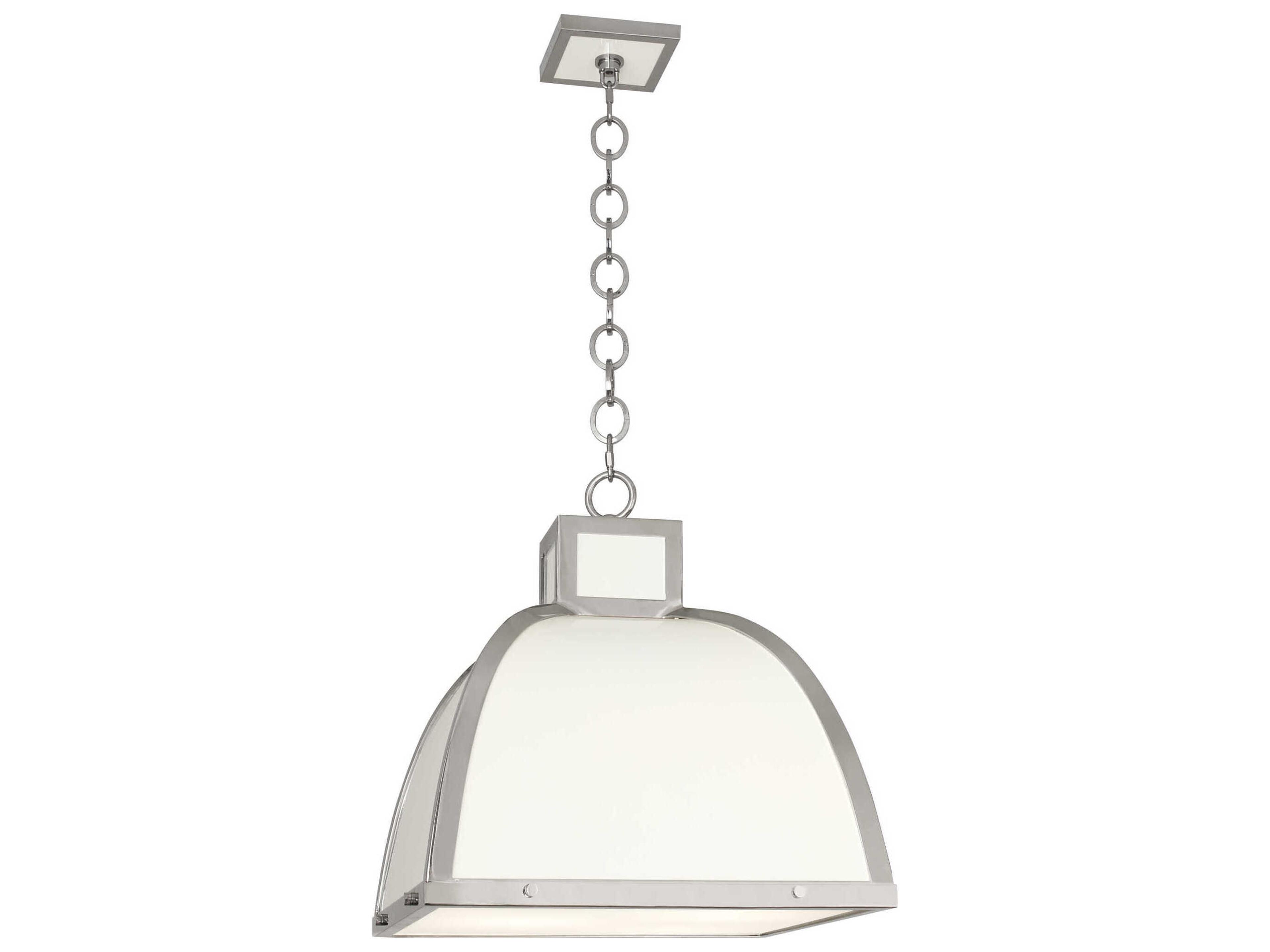 Robert Abbey Ranger 3-Light Glossy White Painted Polished Nickel Pendant