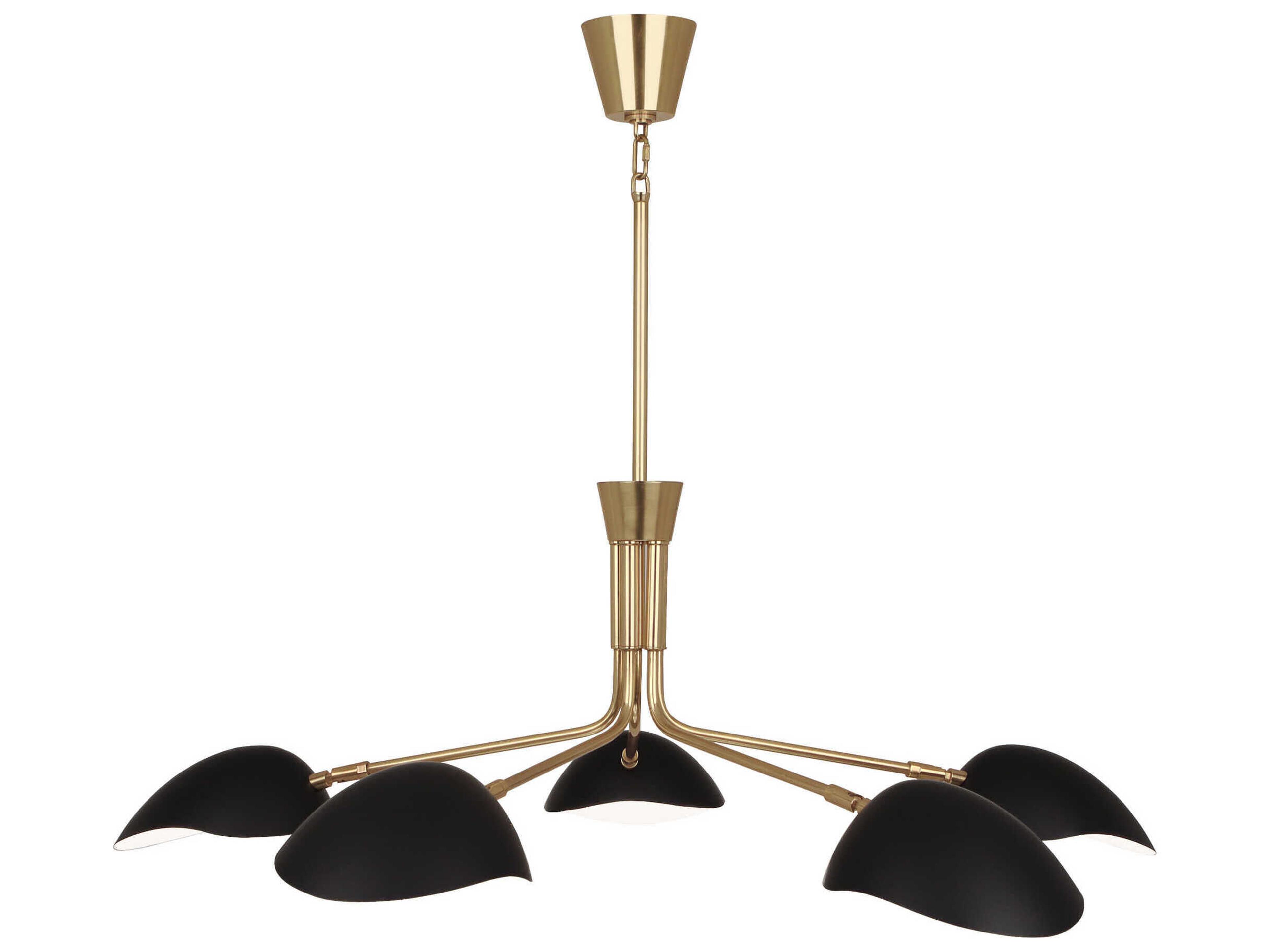 Robert Abbey Rico Espinet Racer 5-Light Modern Brass Matte Black Chandelier