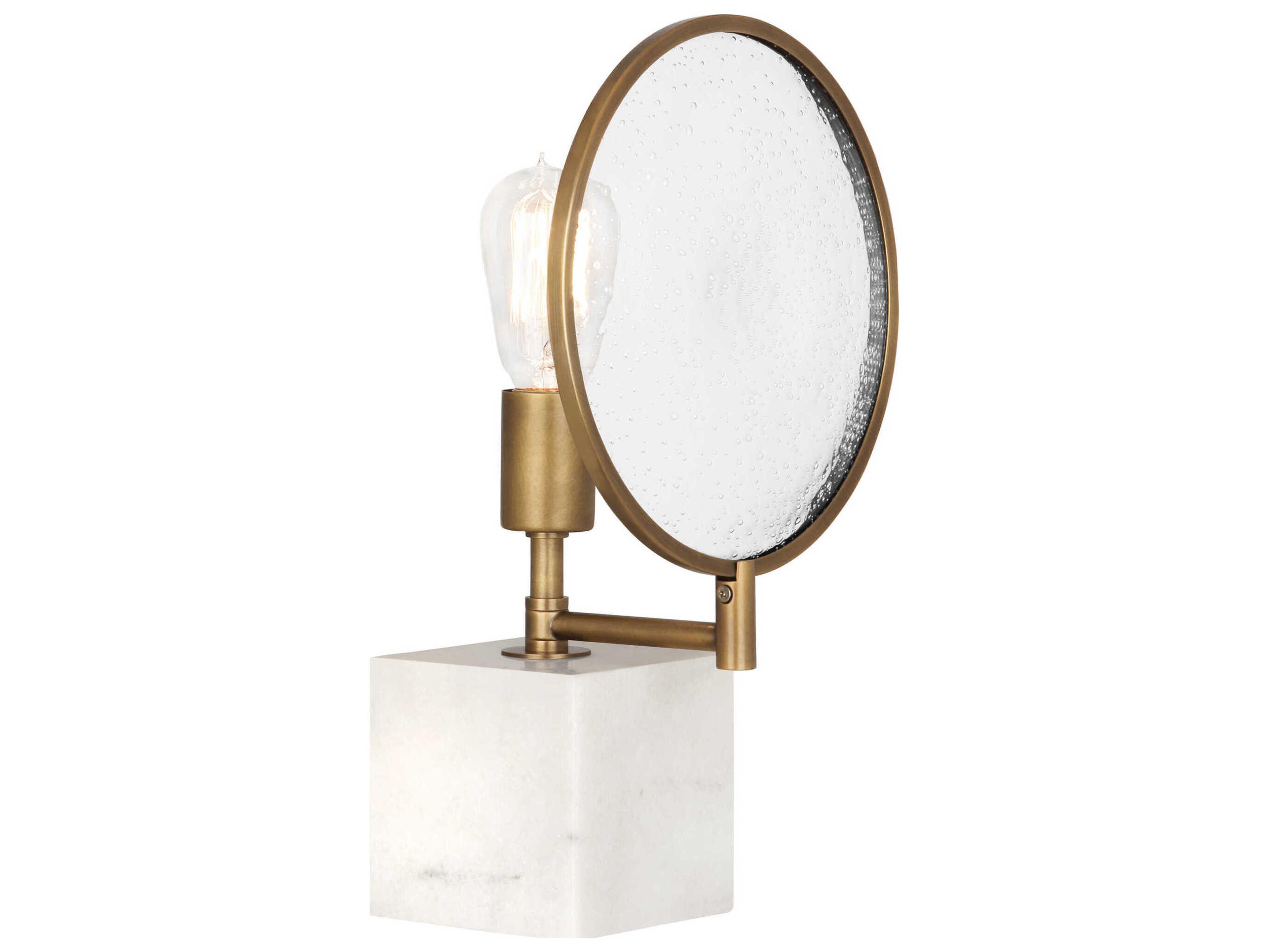 Robert Abbey Fineas Alabaster Stone Aged Brass Table Lamp