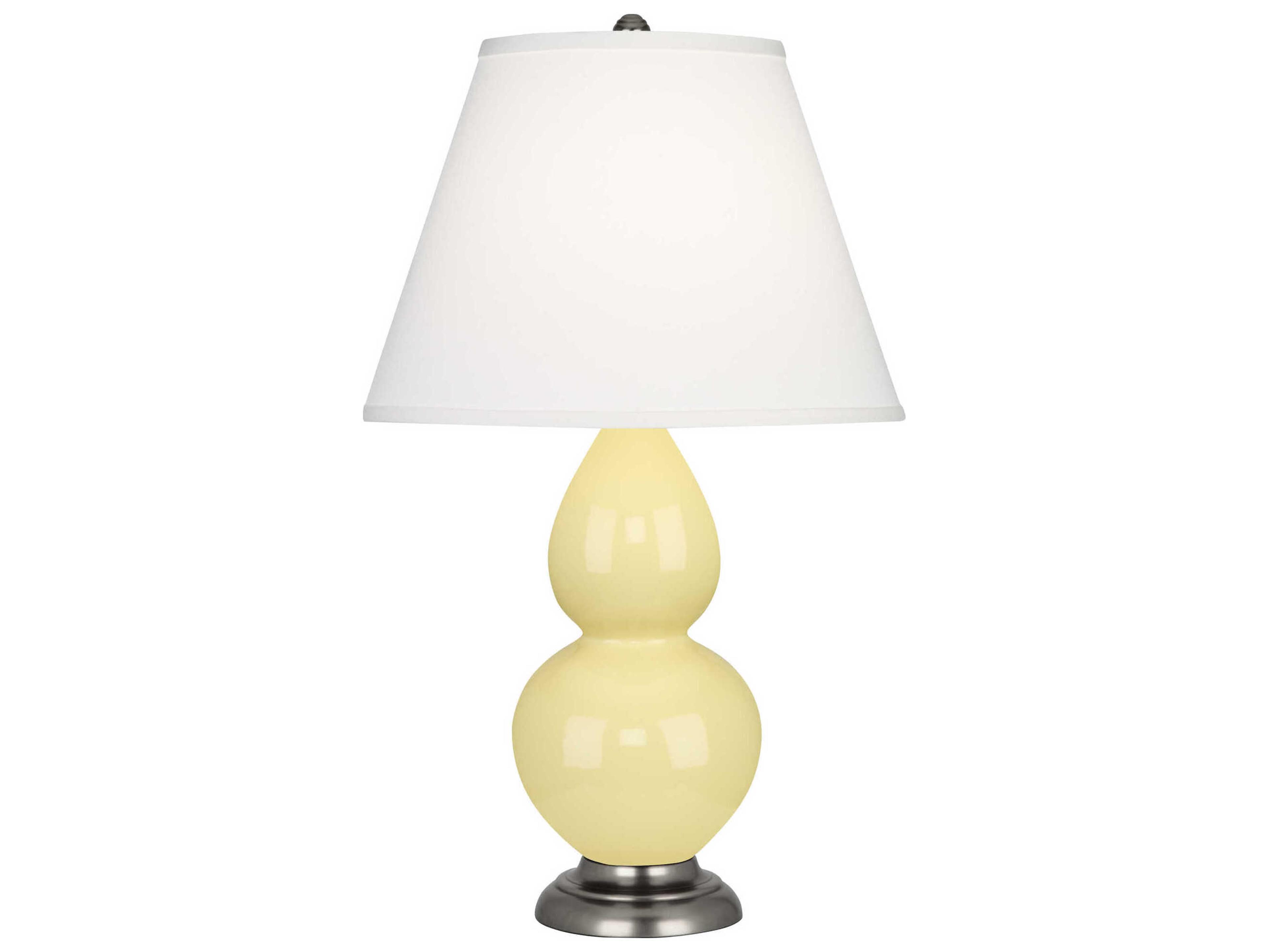 Robert Abbey Small Double Gourd Butter Glazed Antique Silvered Yellow Table Lamp