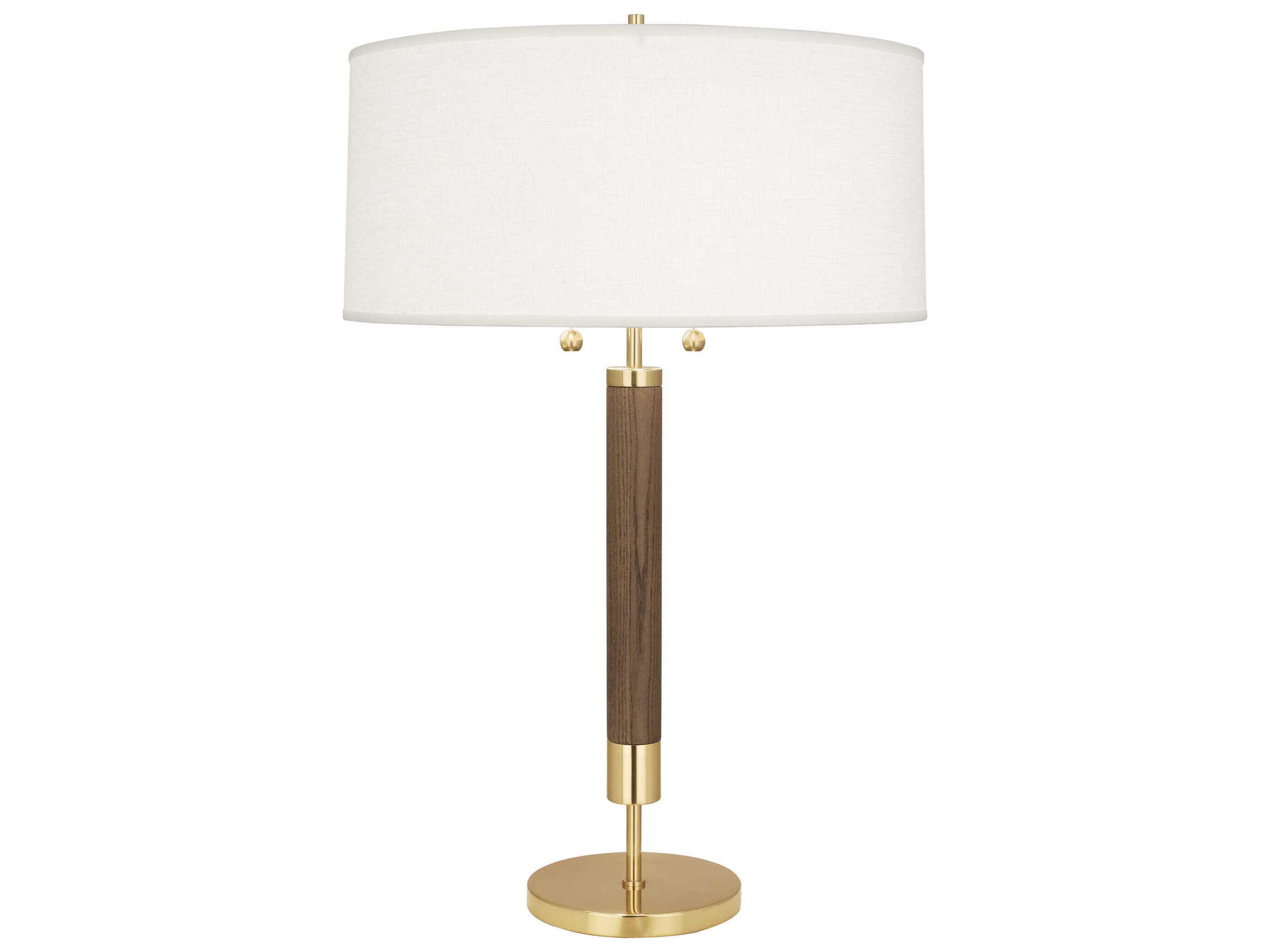 Robert Abbey Dexter Modern Brass Walnut Wood Column Buffet Lamp