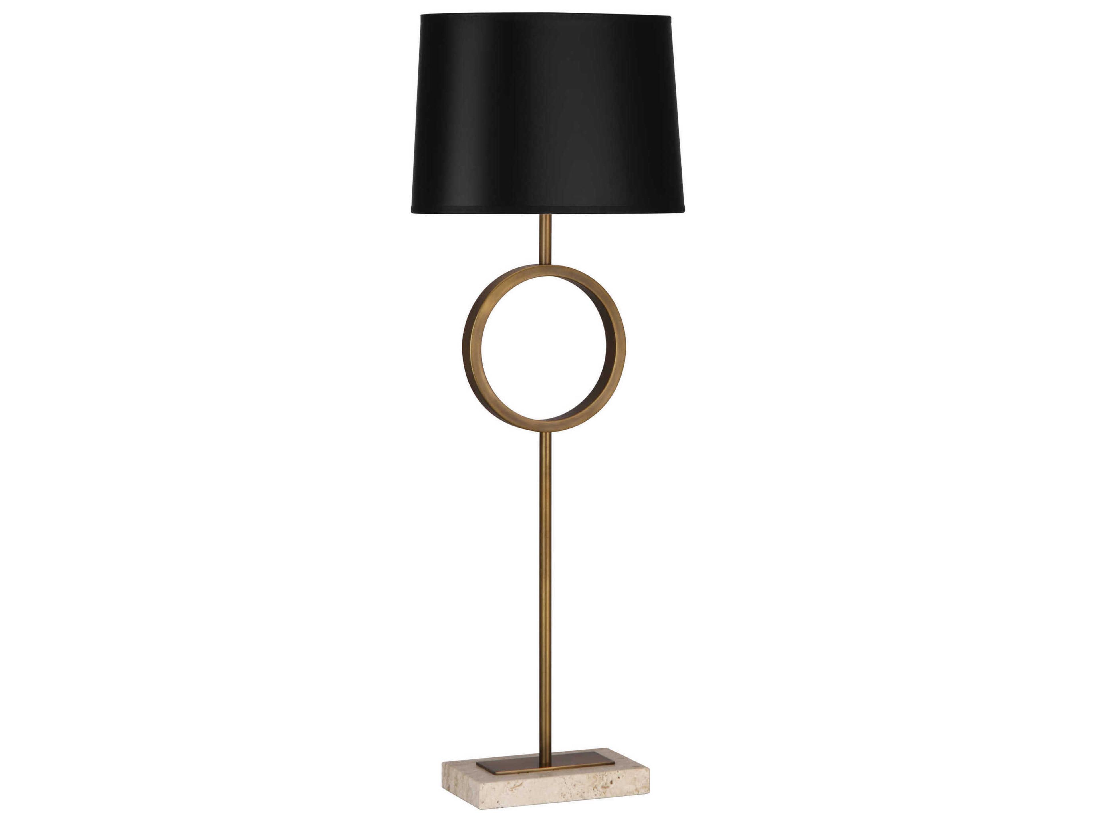 Robert Abbey Logan Aged Brass Travertine Stone Buffet Lamp