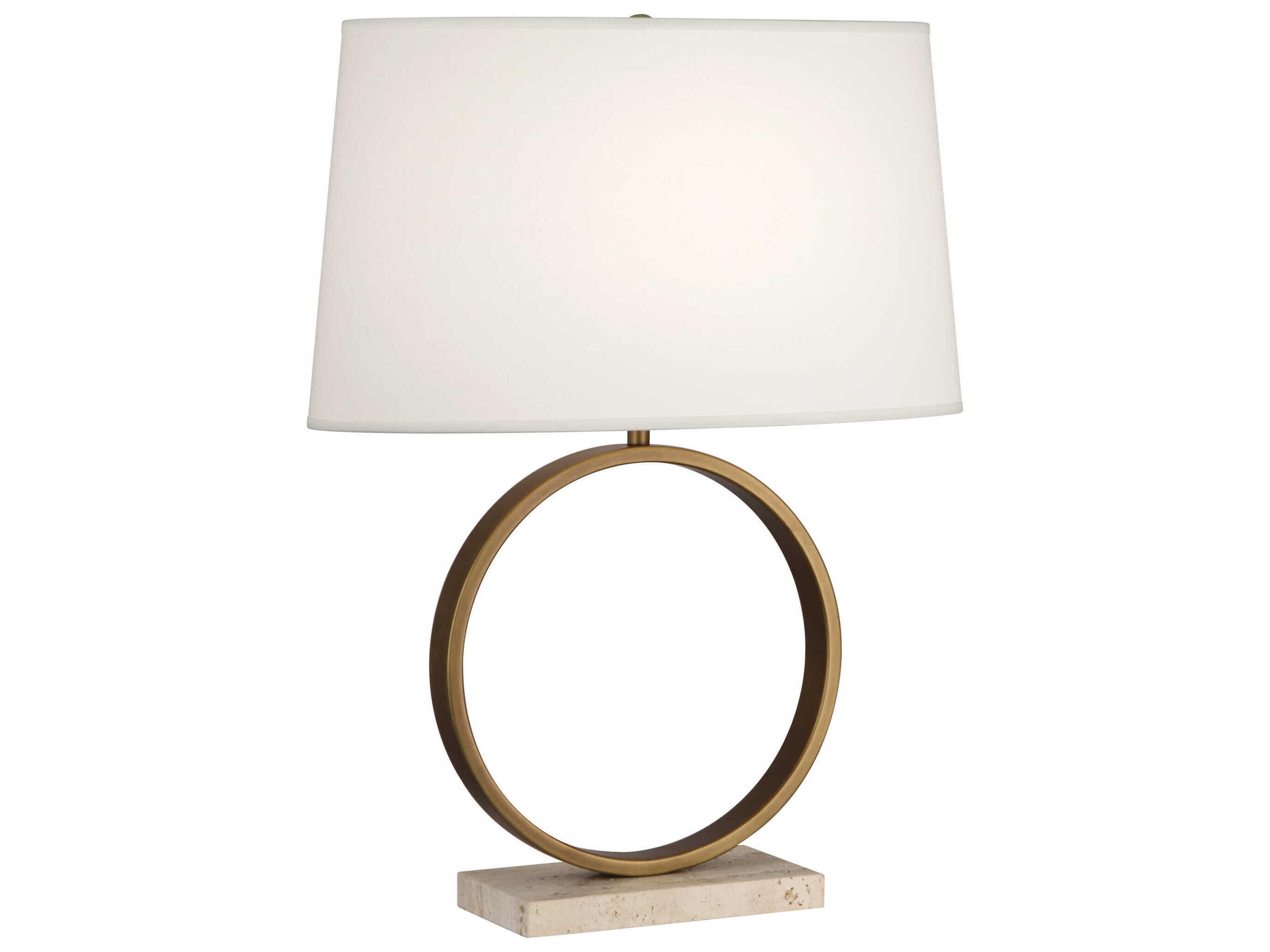 Robert Abbey Logan Aged Brass Travertine Stone Table Lamp