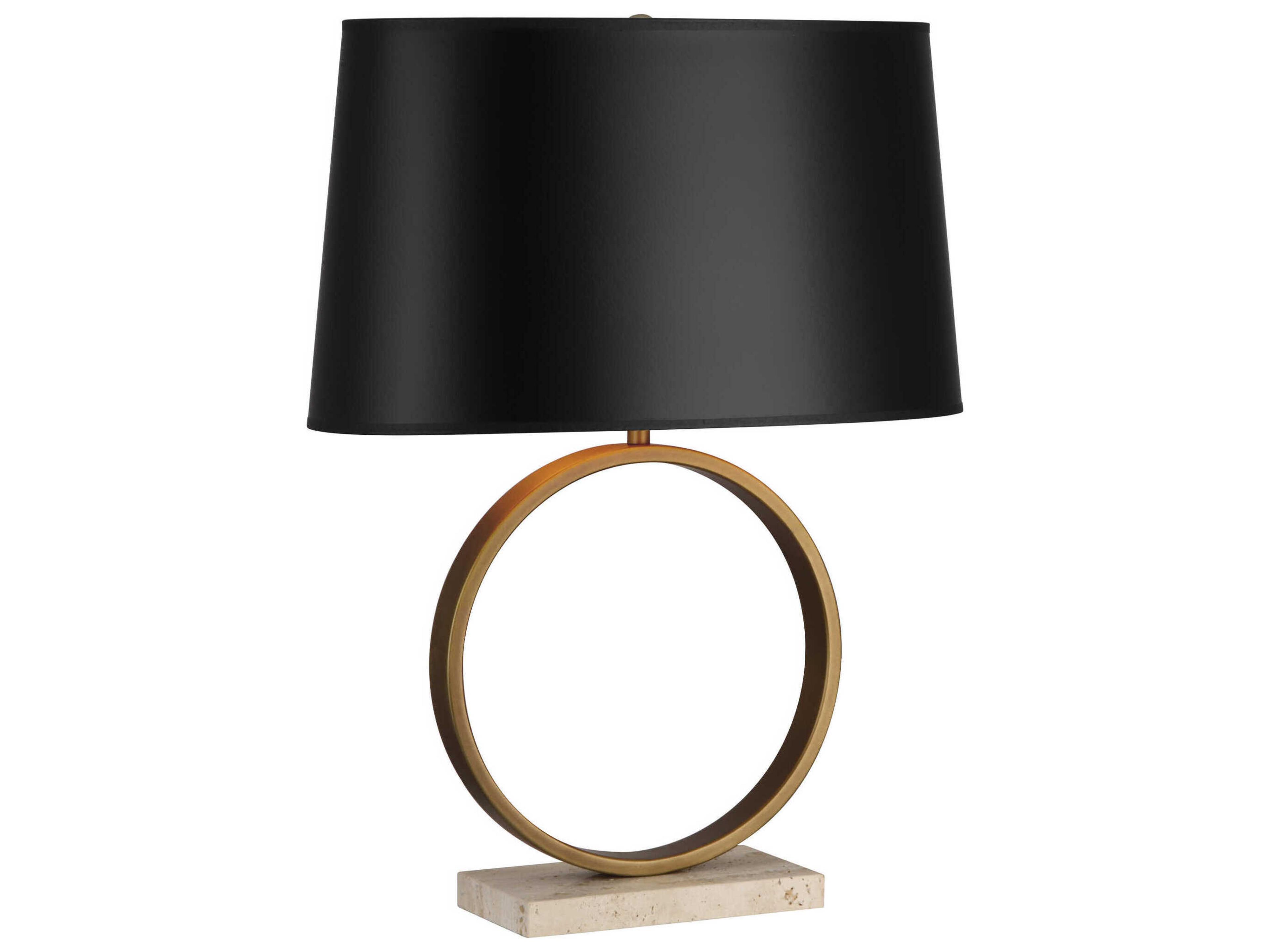 Robert Abbey Logan Aged Brass Travertine Stone Table Lamp