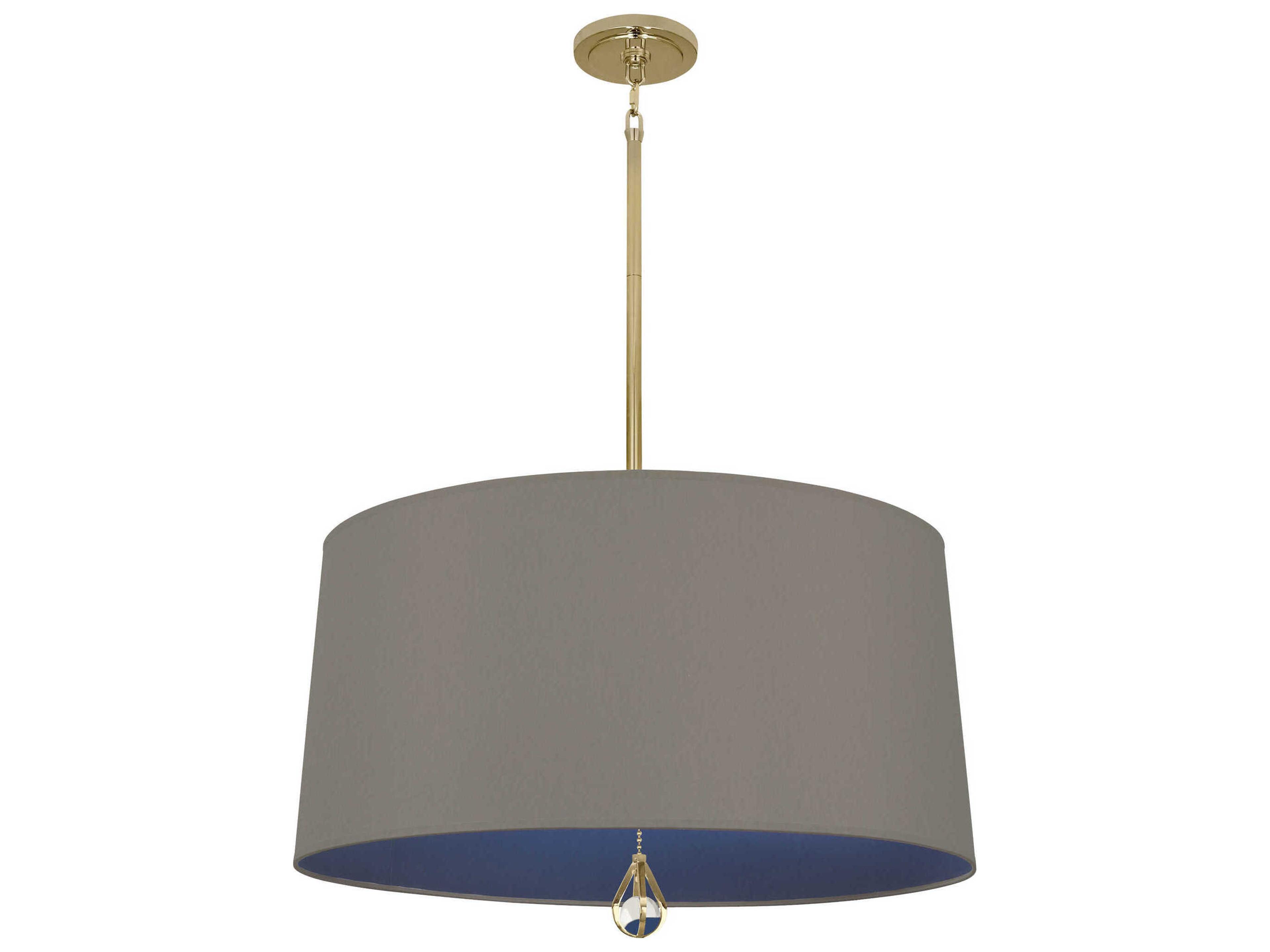 Robert Abbey Williamsburg Custis 3-Light Modern Brass Gray Drum Pendant