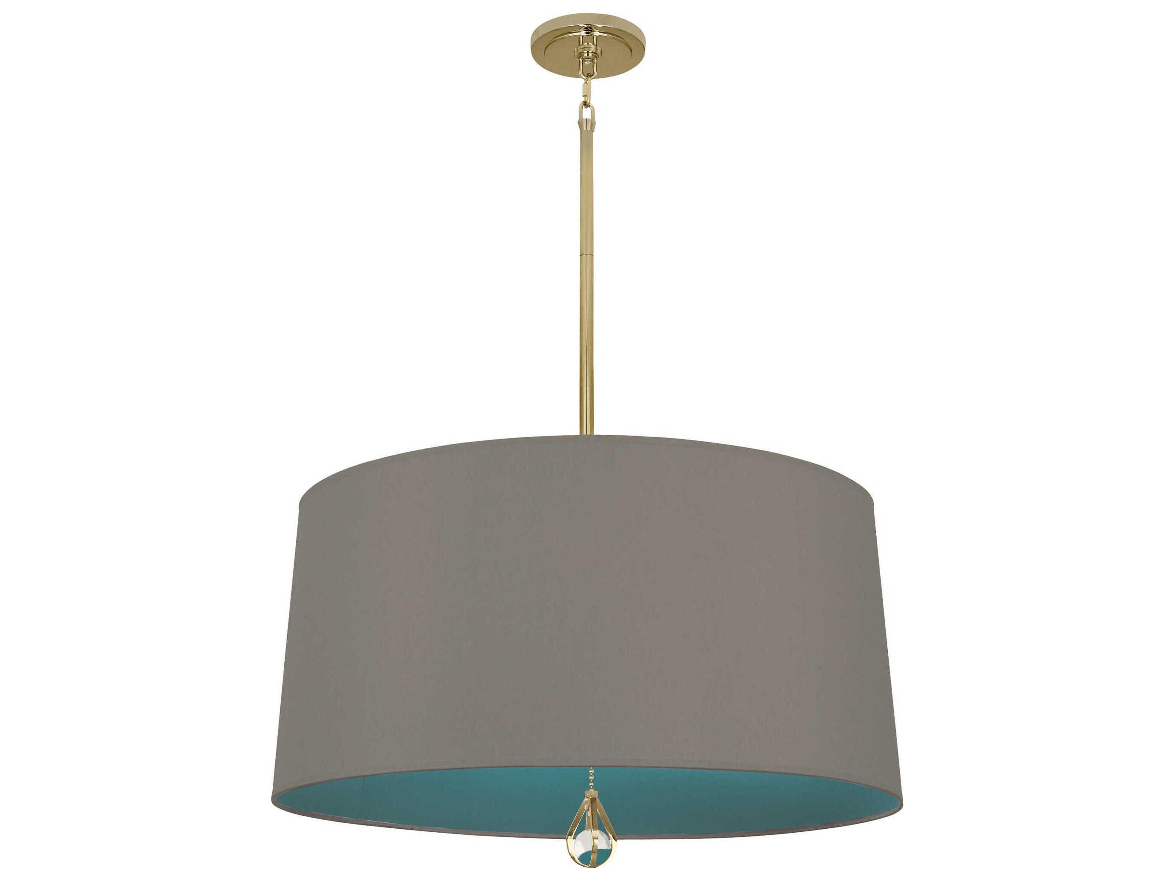 Robert Abbey Williamsburg Custis 3-Light Carter Gray Mayo Teal Drum Pendant